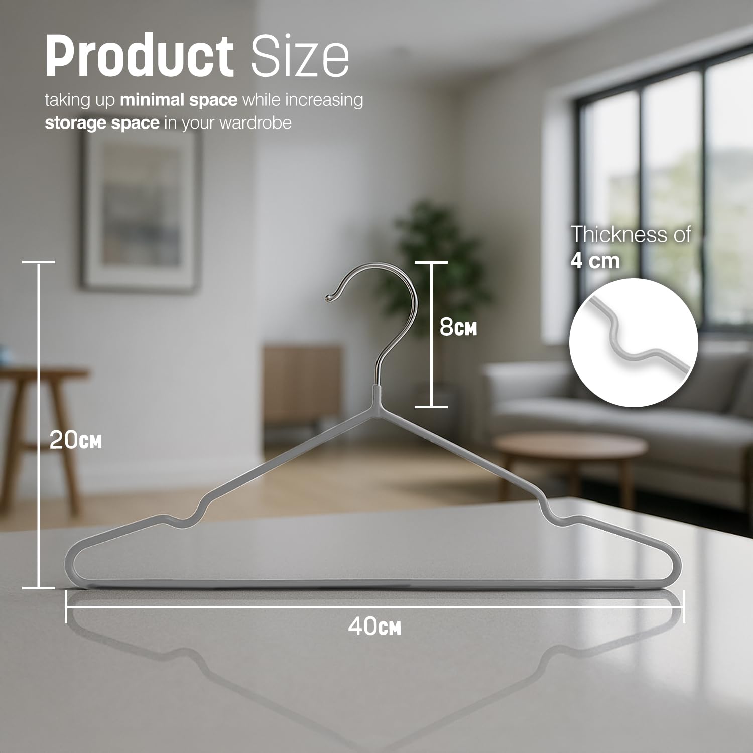 KEPLIN 20x Premium Rubber Coated Metal Hangers - Heavy Duty, Space Saving | Grey | 42 x 0.5 x 19.2 cm 3