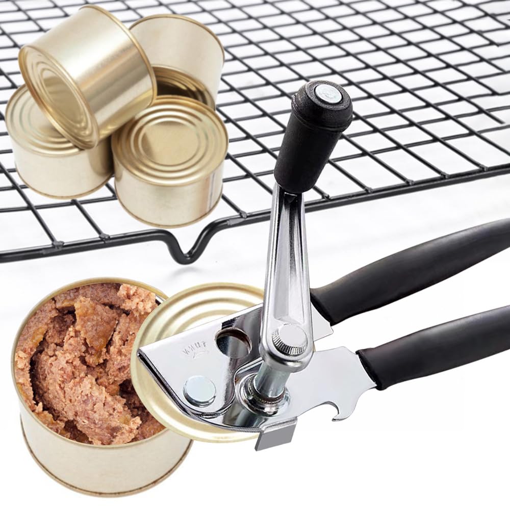 NUFR Heavy Duty Commercial Manual Can Opener - Stainless Steel, Black, Ergonomic Grip 6