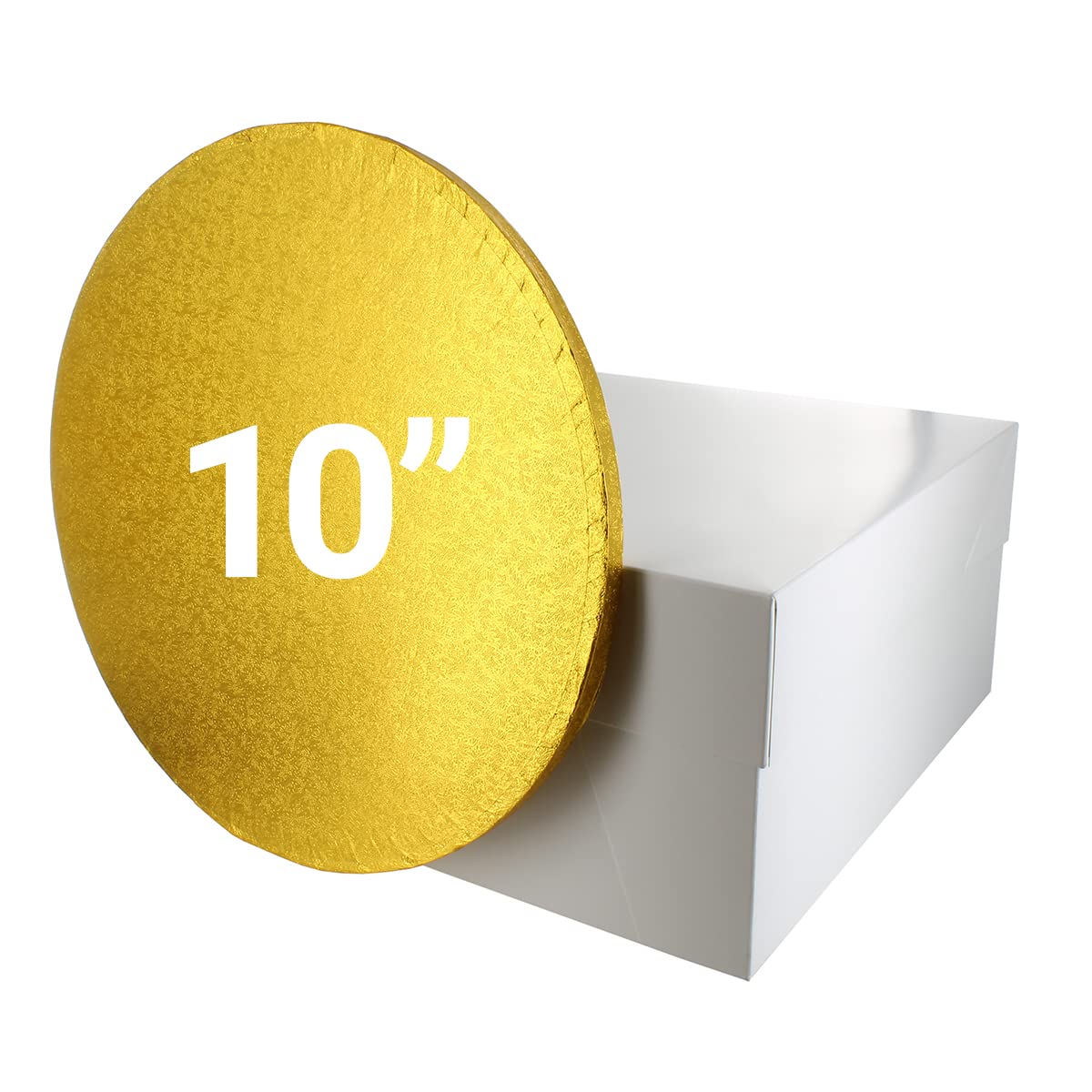 Culpitt 10' Gold Cake Board & White Square Box Combo for Heavy & Multi-Tier Cakes 1