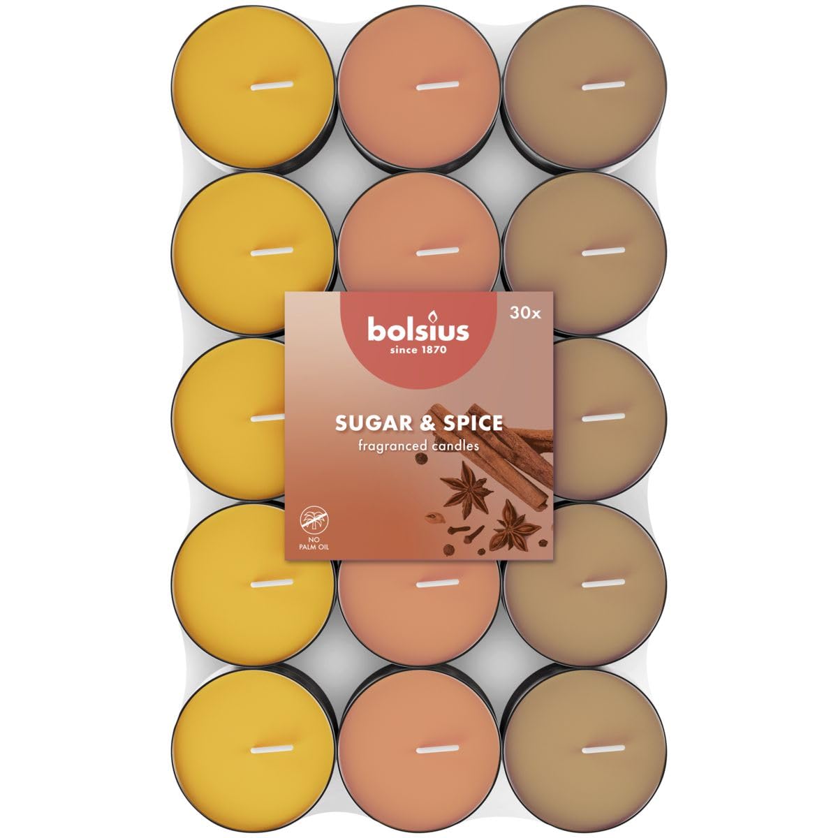 BOLSIUS Scented Tealights - Sugar and Spice | 3.5 Hour Burn Time | 30 Pack 3