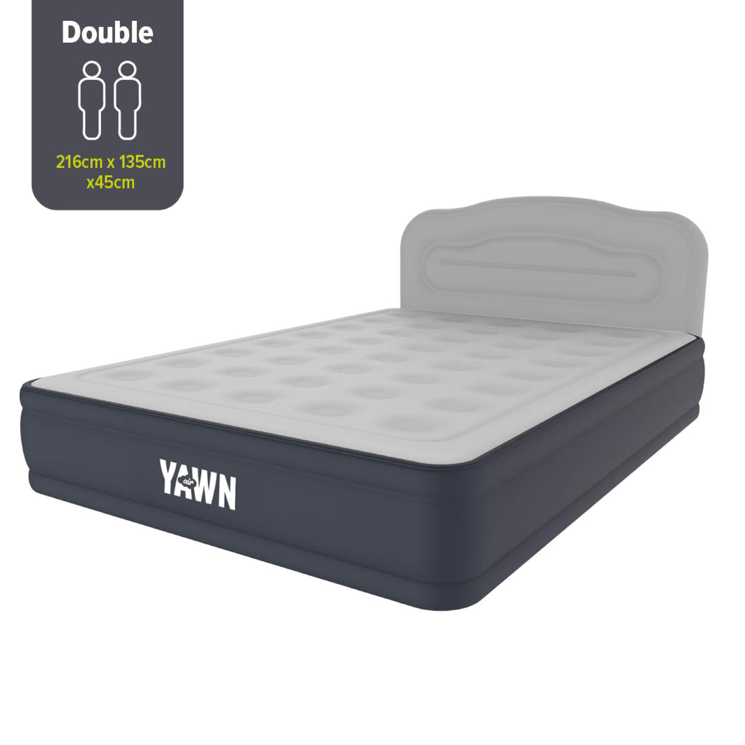 YAWN AIR Deluxe Self-Inflating Airbed - Double Size with Built-in Pump & Headboard 2
