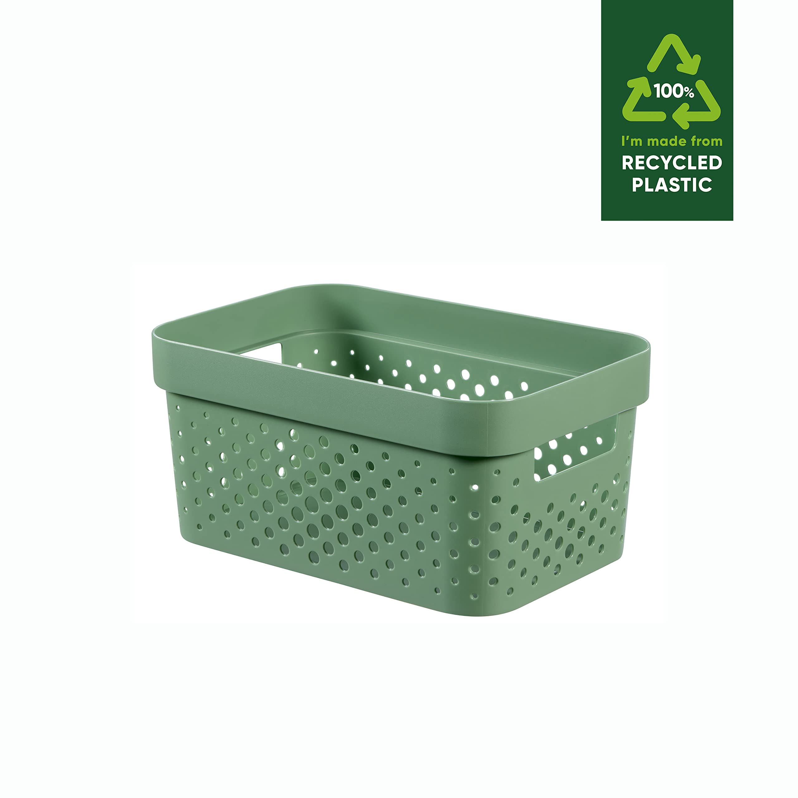 CURVER Infinity Dots Set of 4 Rectangular 4.5L Storage Boxes | 100% Recycled Resin | Green 2