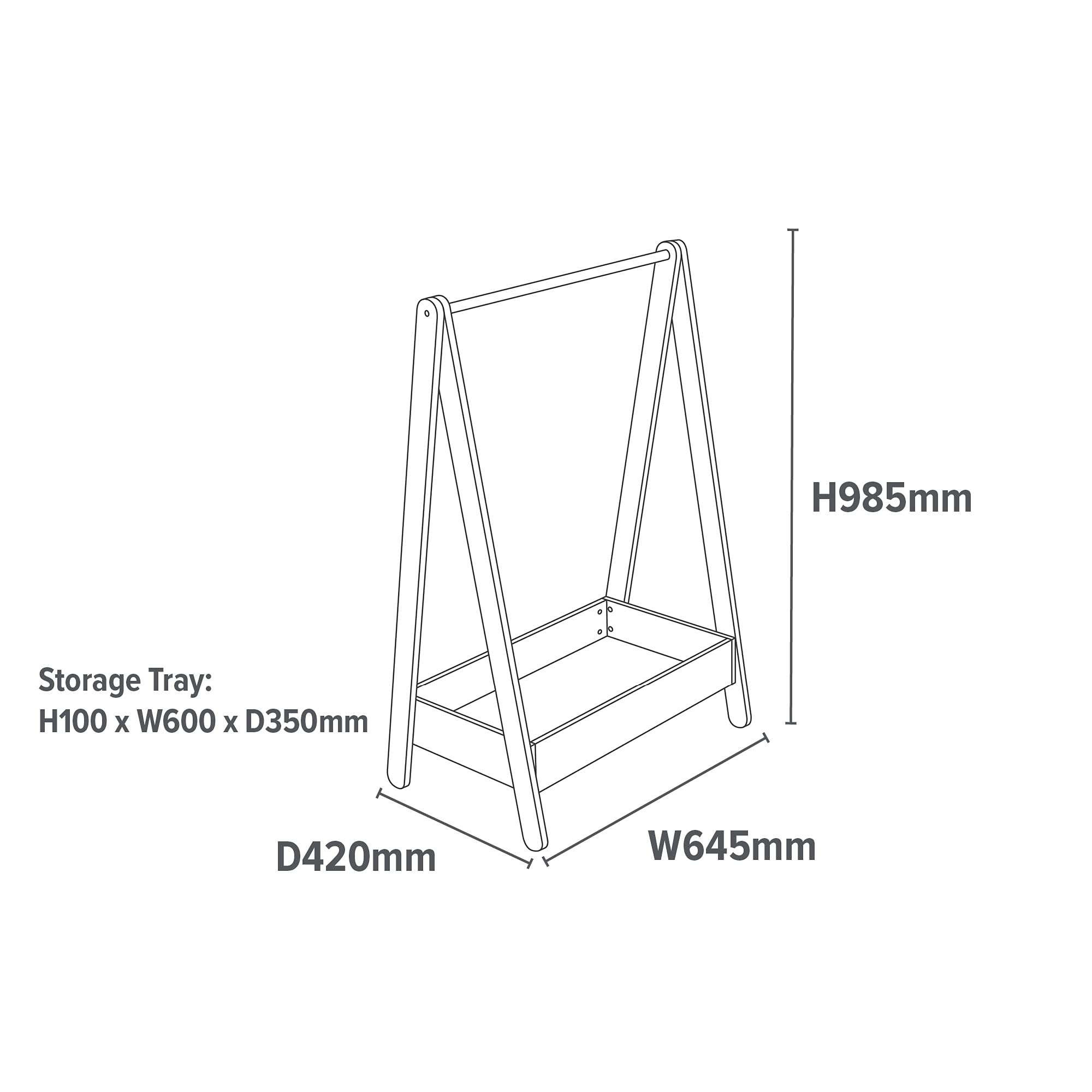 Liberty House Toys Wooden Kids Dressing Rail Unit - White & Pine | H98.5cm 7