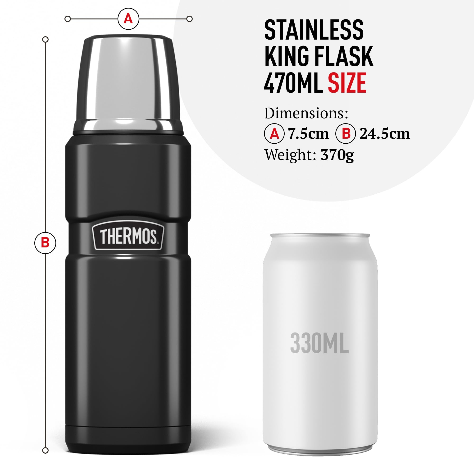 Thermos Stainless Steel Drink Flask 0.47L Midnight Blue | Vacuum Insulated | Hot 18 Hrs/Cold 24 Hrs 9
