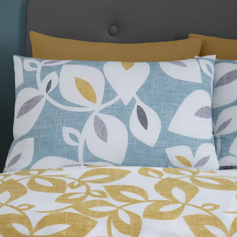 Catherine Lansfield Inga Leaf Reversible King Duvet Cover Set | 220x230cm | Teal 2