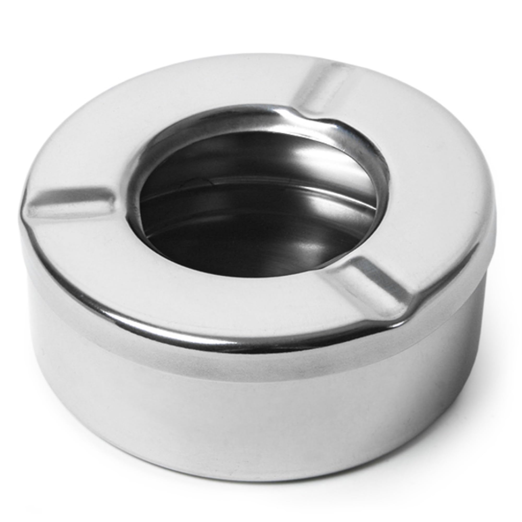 bar@drinkstuff Windproof Stainless Steel Ashtray with Lid | Compact | 9.2cm Diameter 1