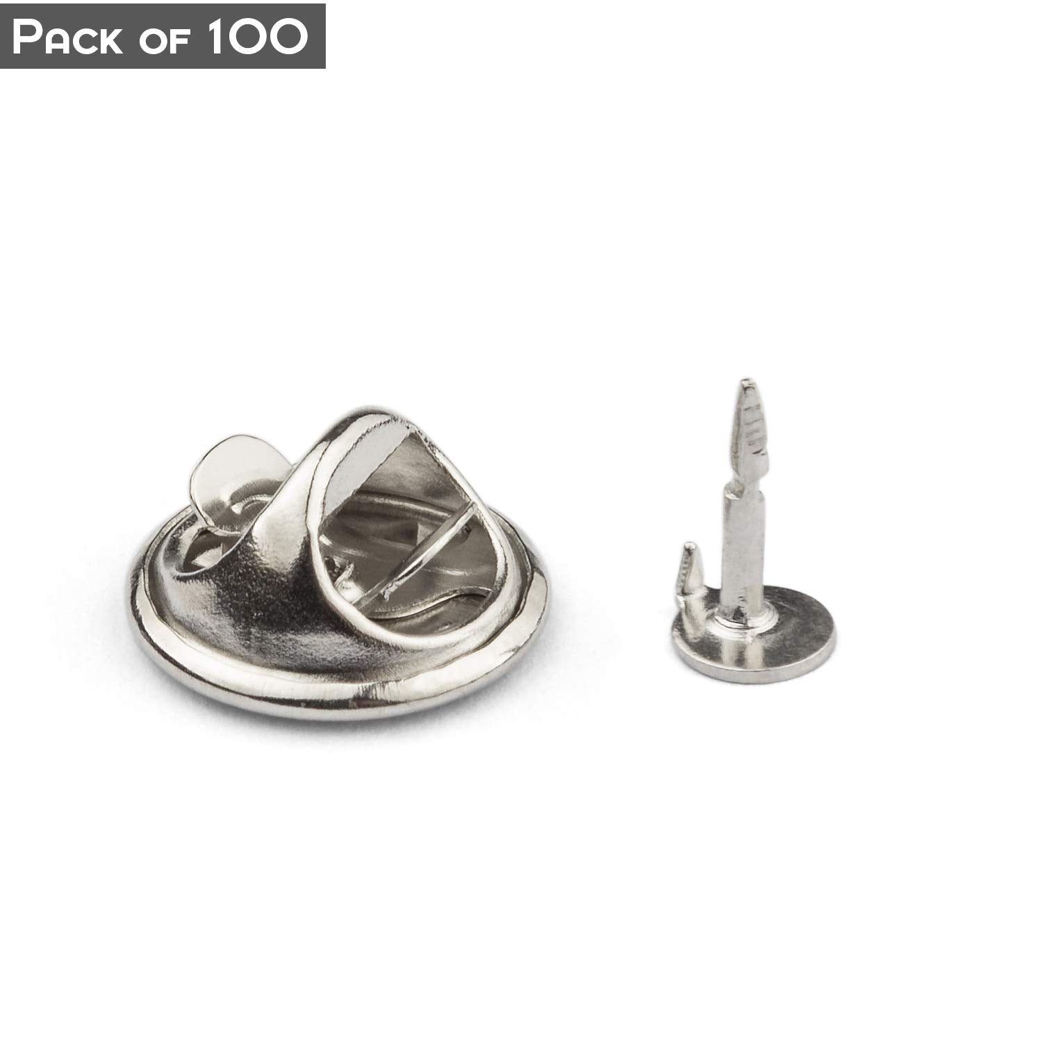 ASelected 100 Pairs Metal Butterfly Clutch Pin Backs - Rust-Proof Lapel Badge Fasteners | Silver 5