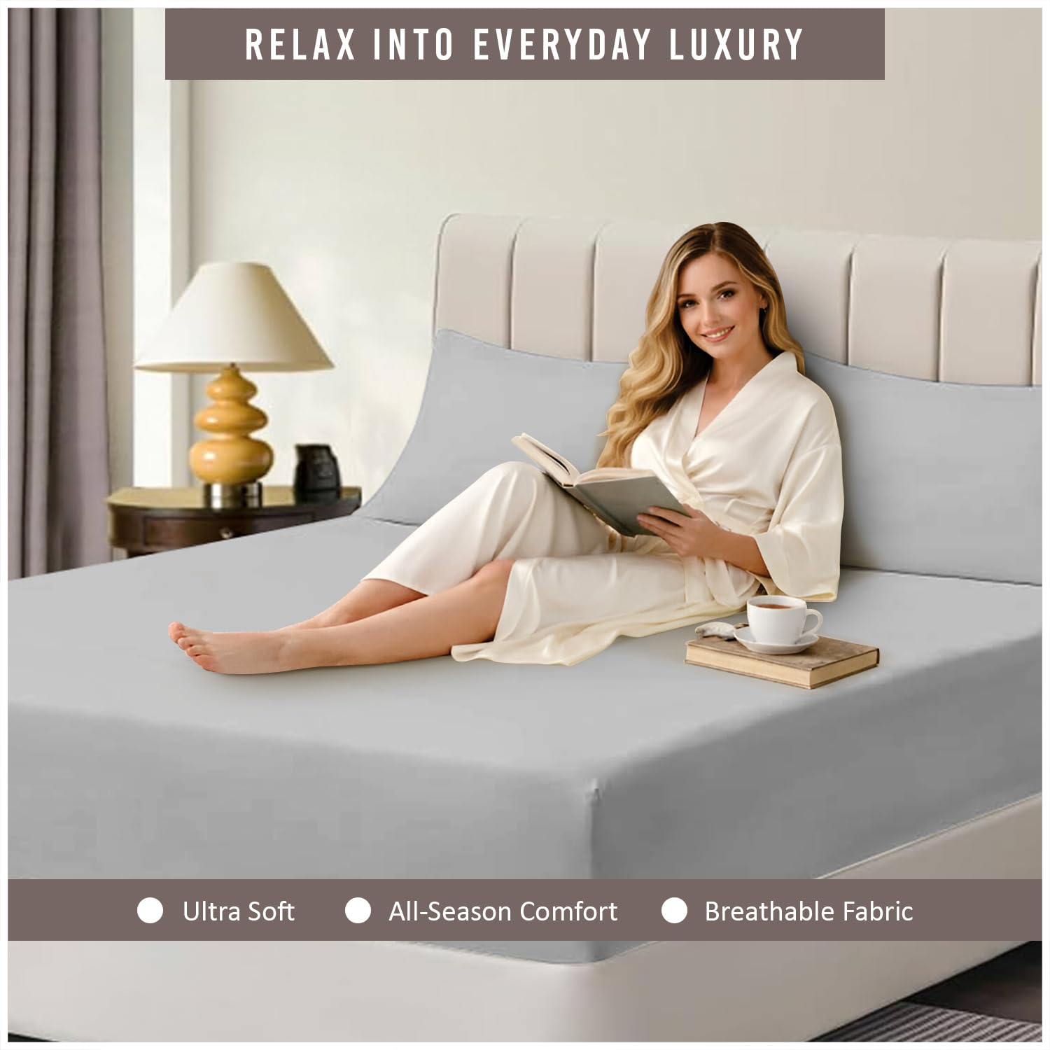 Super Dreamer 100% Polyester Fitted Sheet - Soft & Smooth | Single Bed (91 x 190cm) | Grey 2
