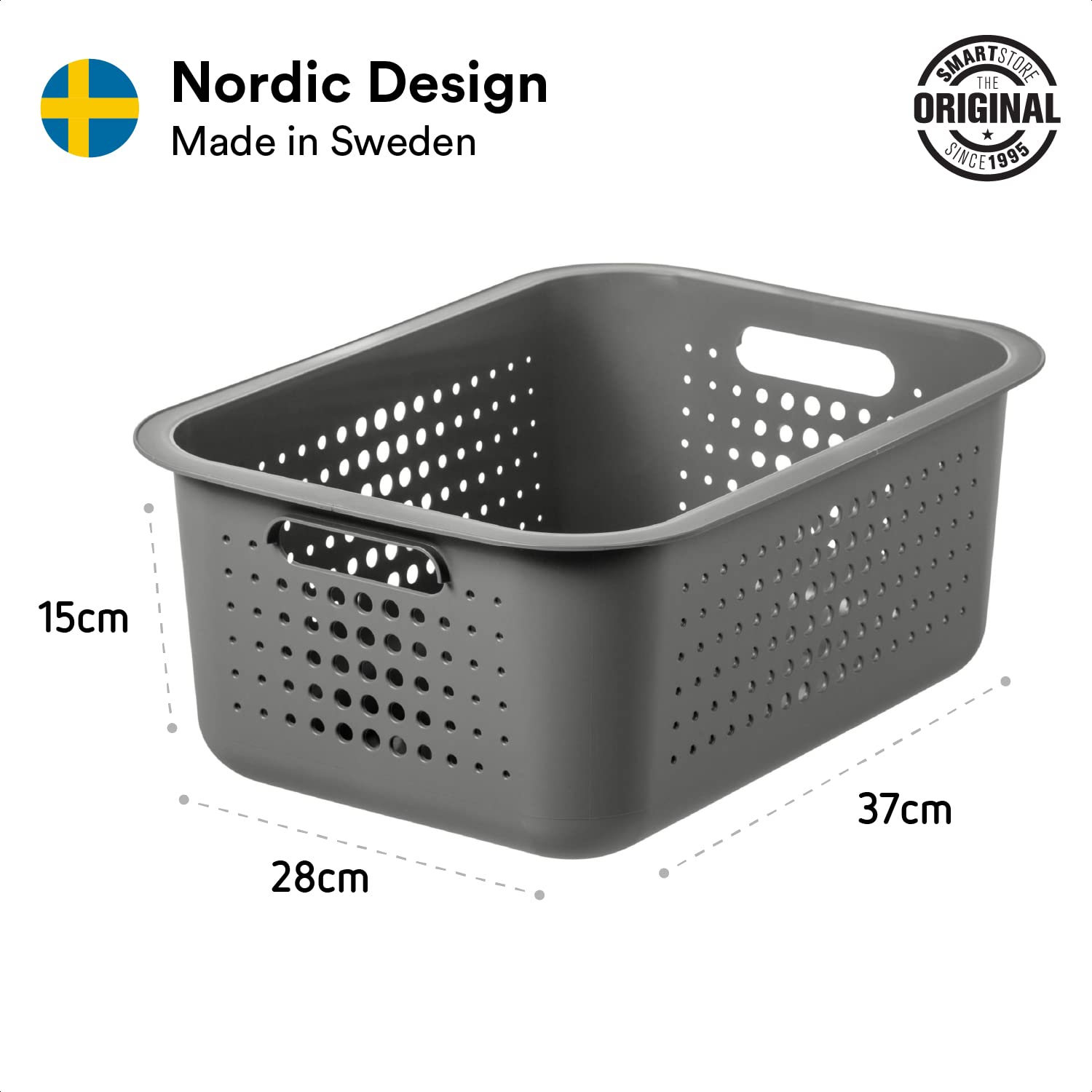 SmartStore 10L Recycled Plastic Storage Basket with Handles | Taupe | Stackable & Nestable 2