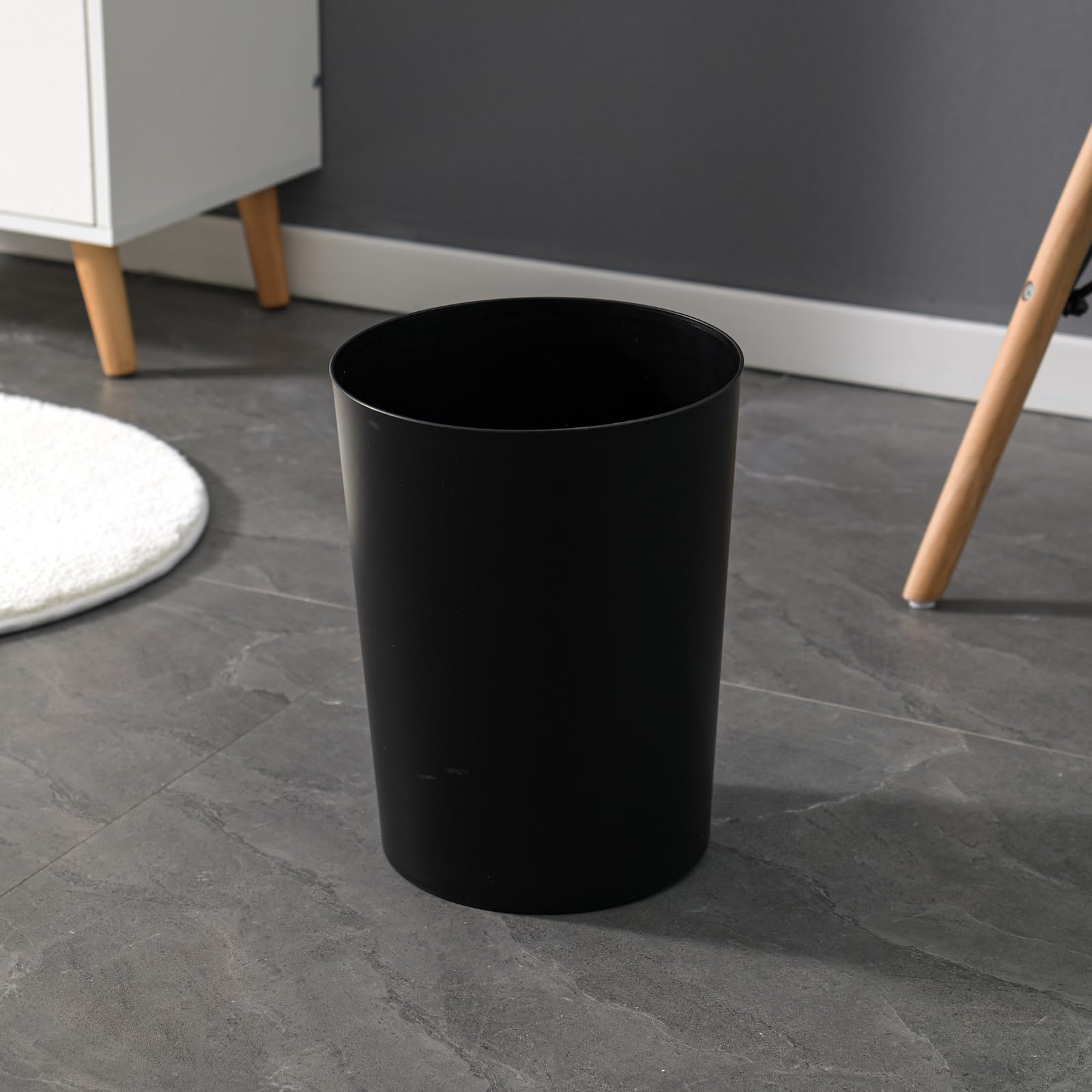 Cetomo 7.2L Plastic Waste Paper Bin - Compact, Frosted Finish, Black | 3 Pack 6