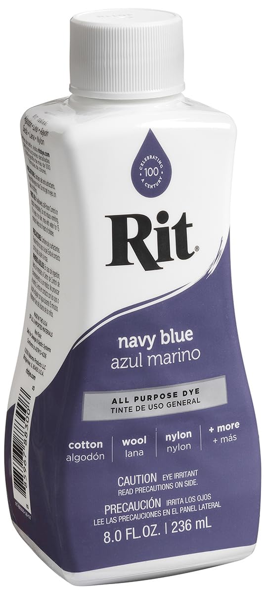 NAKOMA PRODUCTS Rit All Purpose Liquid Dye - Navy Blue | 236ml Volume | For Natural & Synthetic Fabrics 1