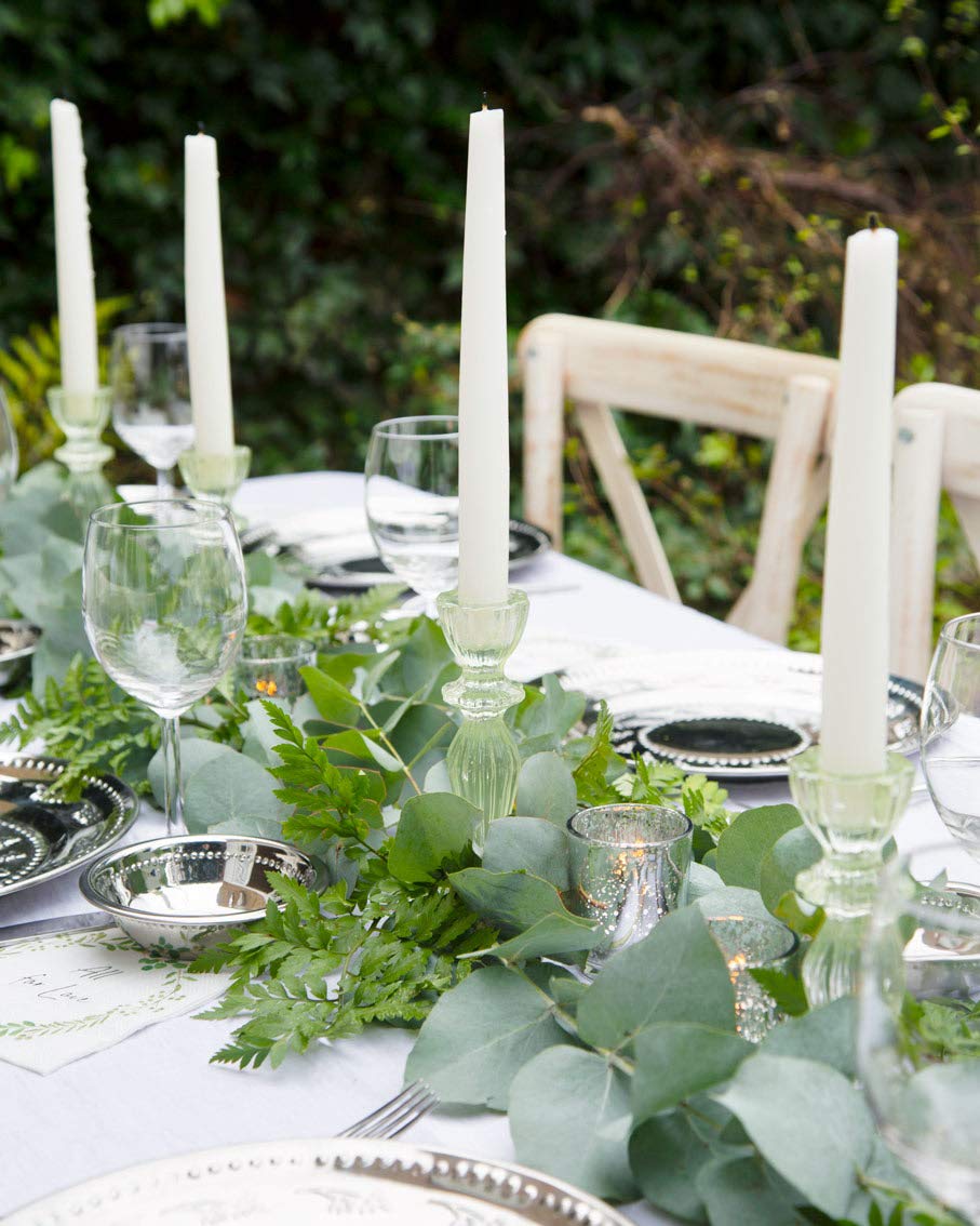 Talking Tables Green Glass Candlestick Holder - 16cm High | Fits Taper & Stick Candles | Glass 7