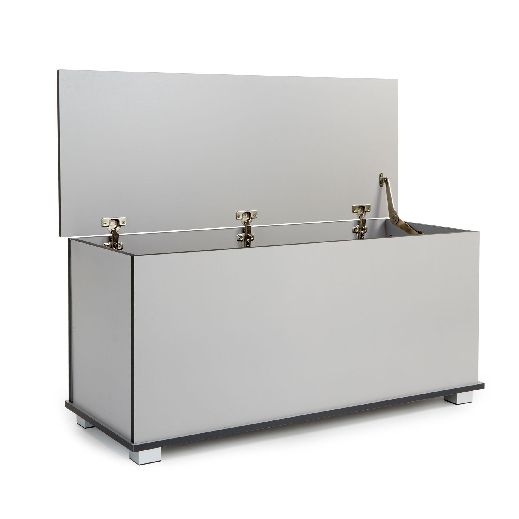 Home Source Large Wooden Storage Chest Ottoman - Grey | 100cm W x 40cm D 5