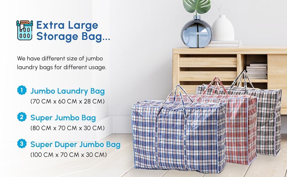 1ABOVE Medium Reusable Laundry Bags - 3 Pack, Waterproof with Handles & Zipper | 57x47x30cm 4