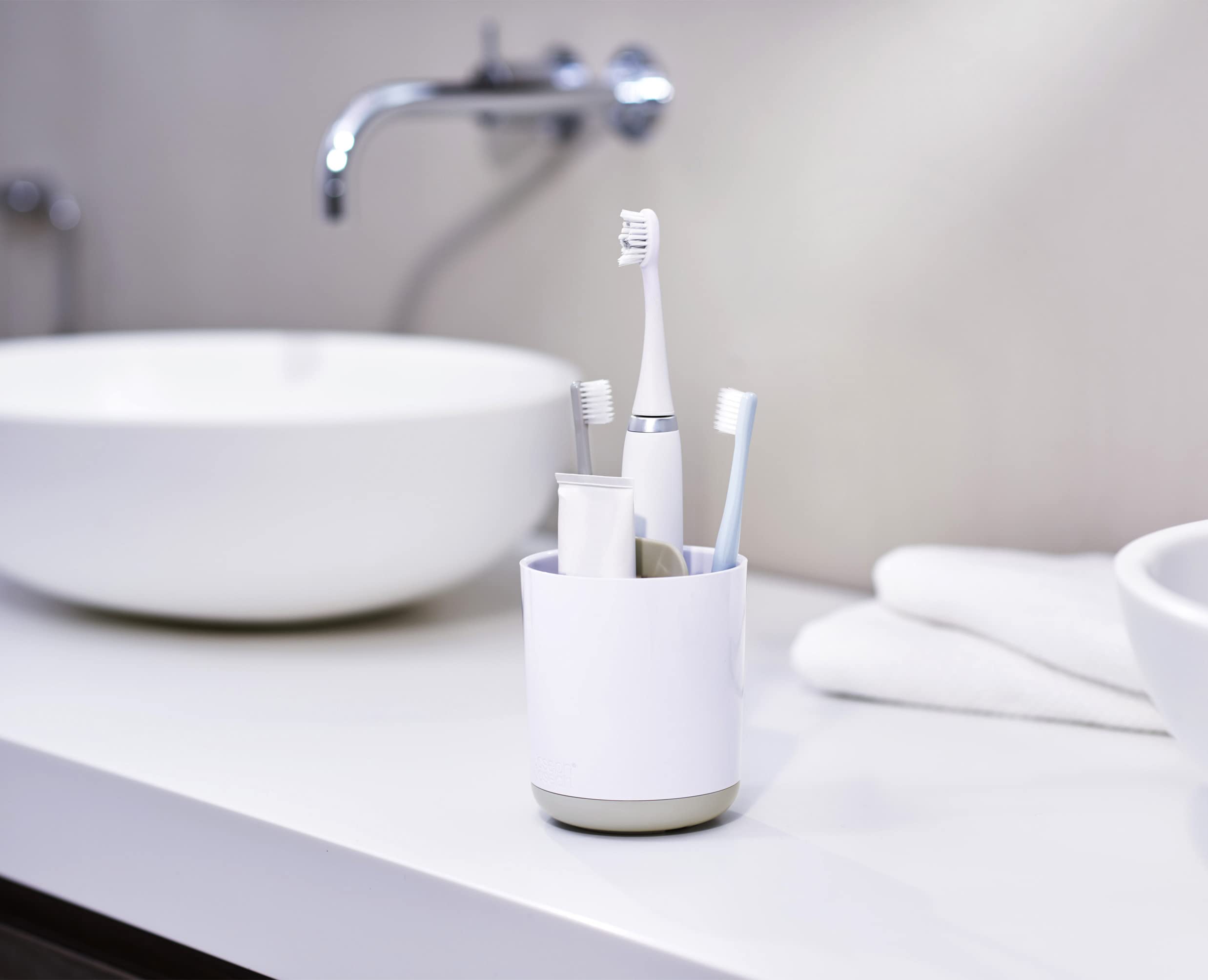 Joseph Joseph Duo Detachable Toothbrush Holder - Ventilated Storage for Manual & Electric Brushes | White, Small 6