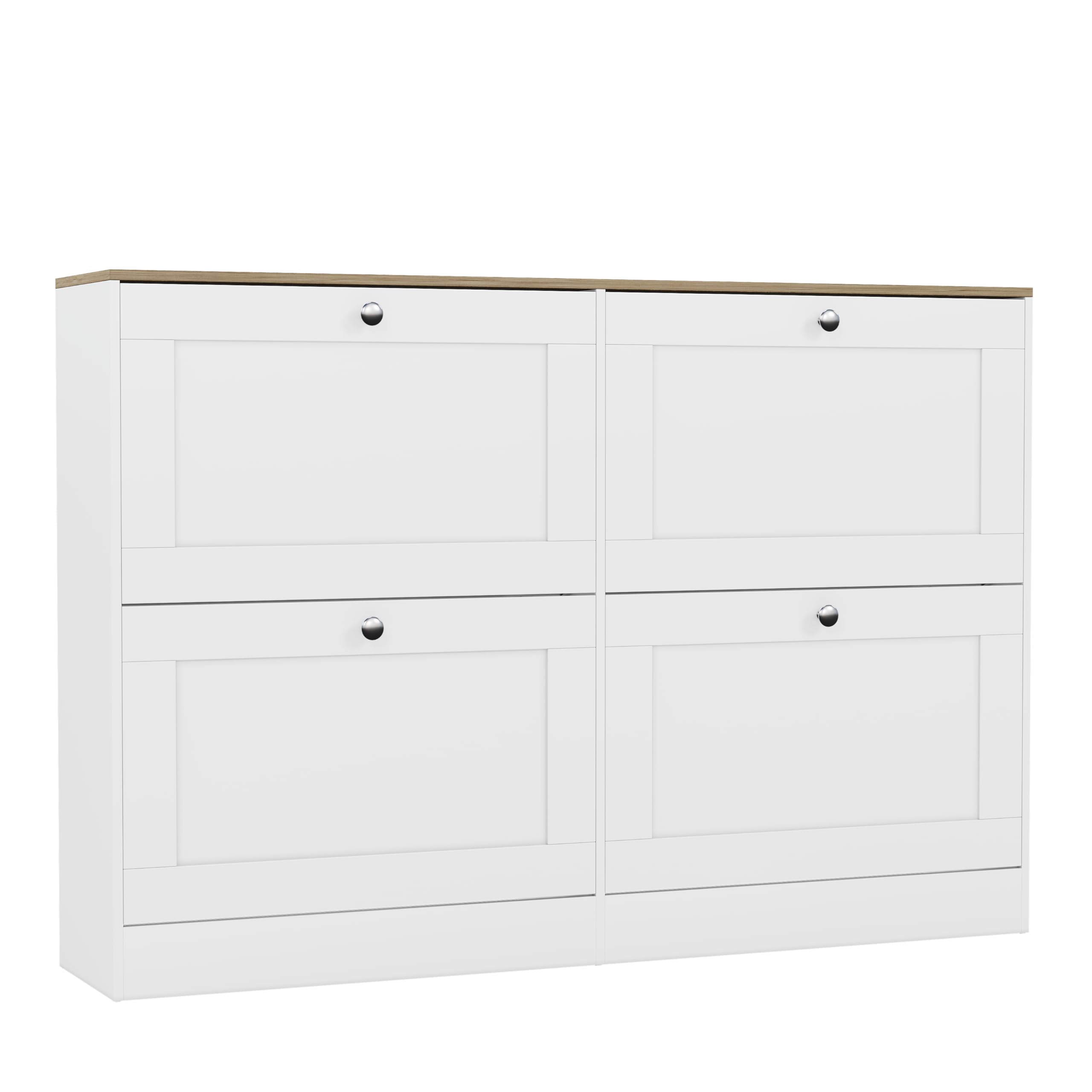 Vida Designs 4 Drawer Shoe Cabinet - White & Oak | Compact, Space-Saving Storage | 80 H x 105 W cm 8