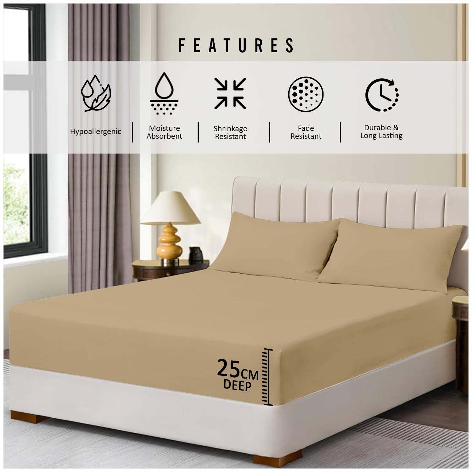 Super Dreamer Microfiber Fitted Sheet - Double Size (137x193 cm) - Soft Polyester | Deep Pocket 4