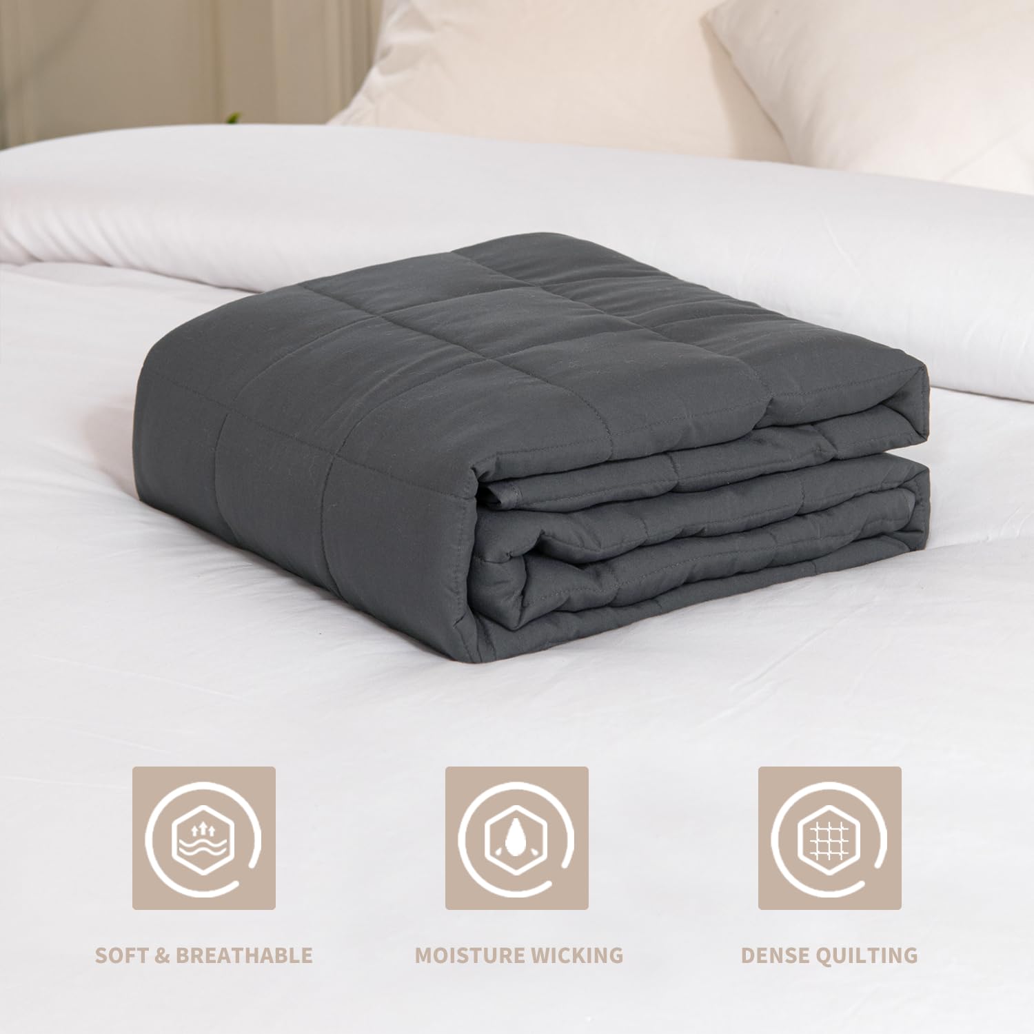 Good Nite Weighted Blanket for Stress Relief - 8 kg, 150 x 200 cm, Grey 3