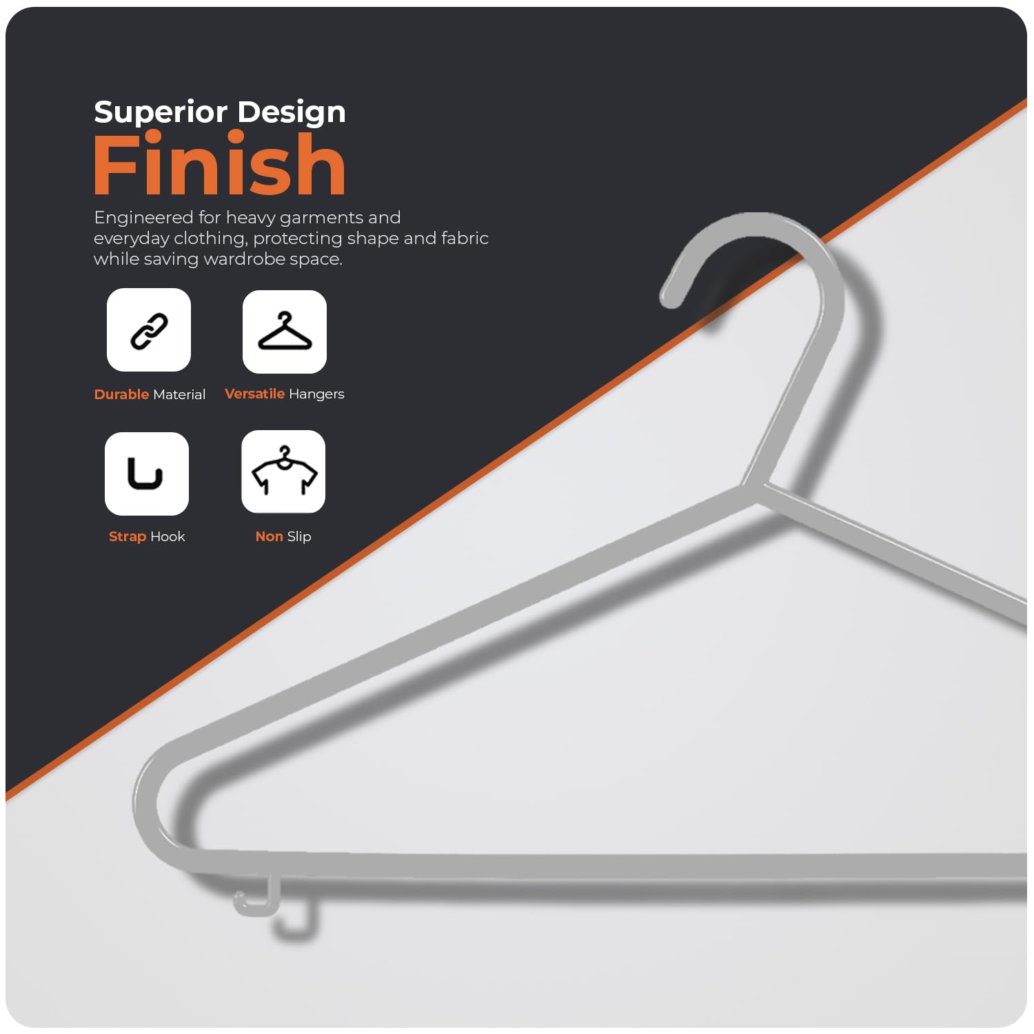 Scott 11 Plastic Coat Hangers - 25 Pack Grey Slim Non-Slip for Suits & Shirts 5