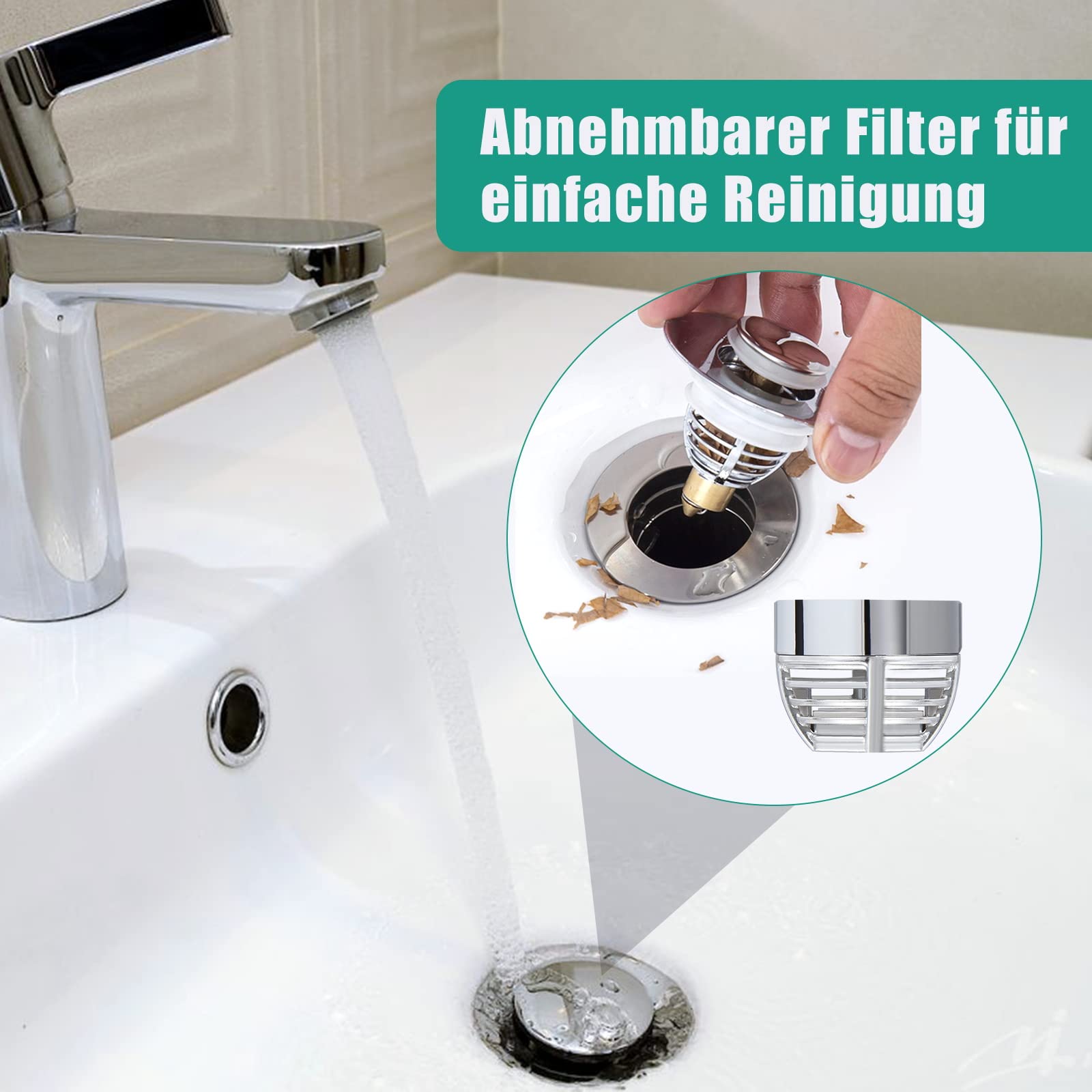 Diboniur Universal Sink Stopper Replacement | 304 Stainless Steel & Copper | Fits 32mm-41mm Drains 6
