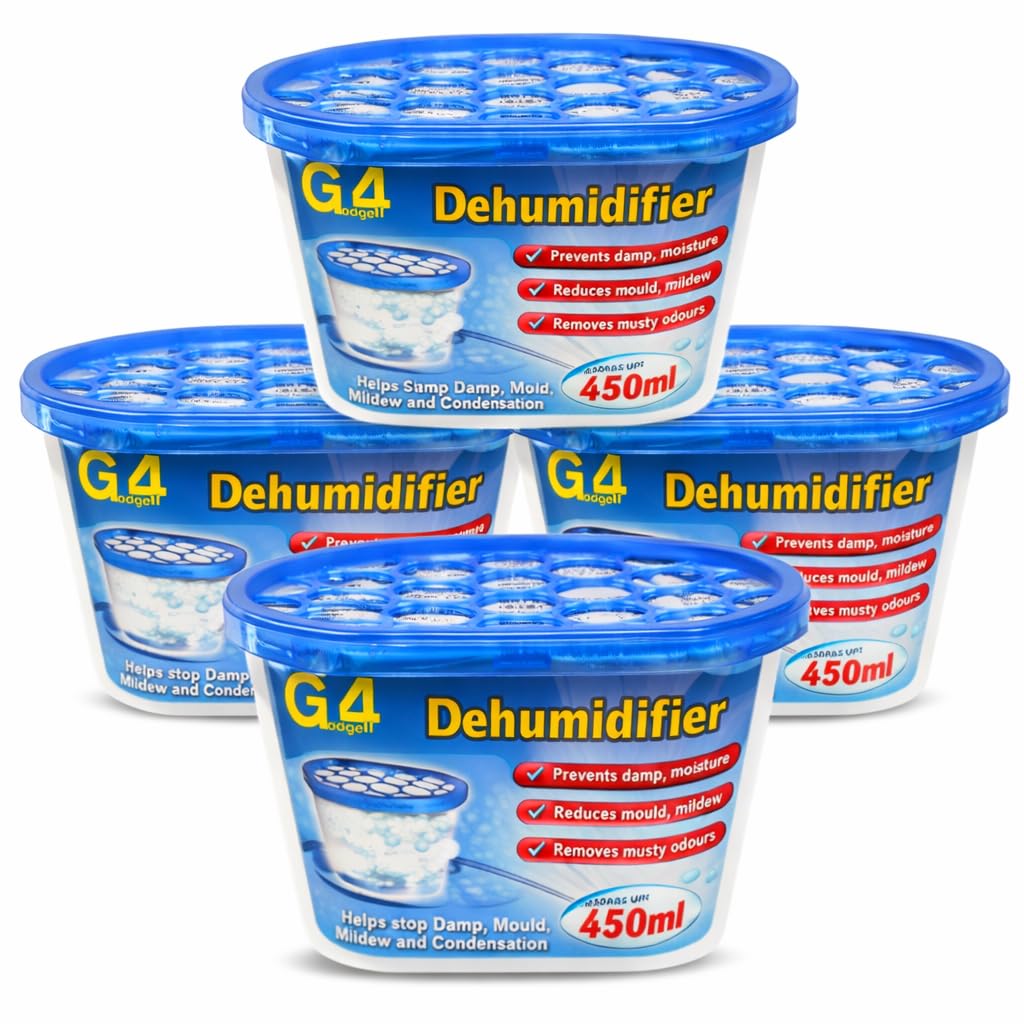 G4GADGET Disposable Dehumidifier Moisture Absorbers - Pack of 4 | 450ml Capacity | Portable 1