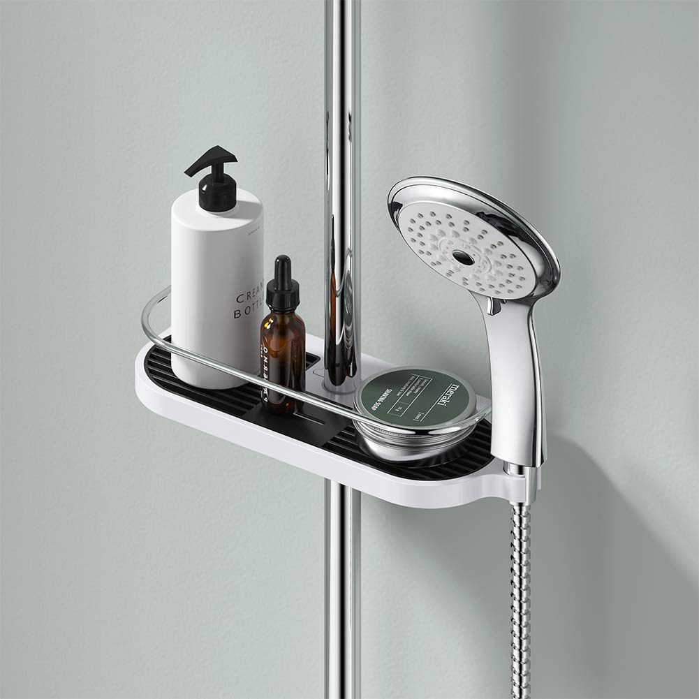 Ibergrif M34032 Shower Organiser - No Drilling, Adjustable Height | Fits 19-25mm Rail | Max Load 8kg 5