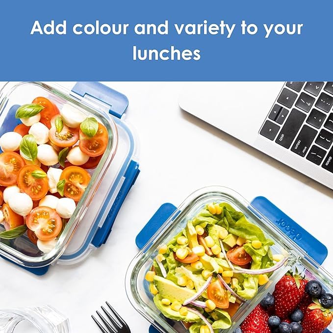 Décor Deluxe Clips Glass Food Storage Container - 630ml, Split Compartment, Leakproof, BPA Free 7