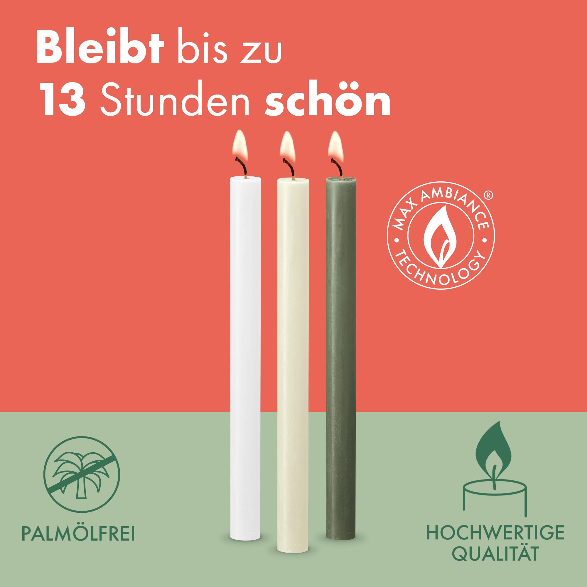 BOLSIUS Rustic Dinner Candles - Ivory - 9 Pack | 13 Hour Burn Time | 27cm Height 5