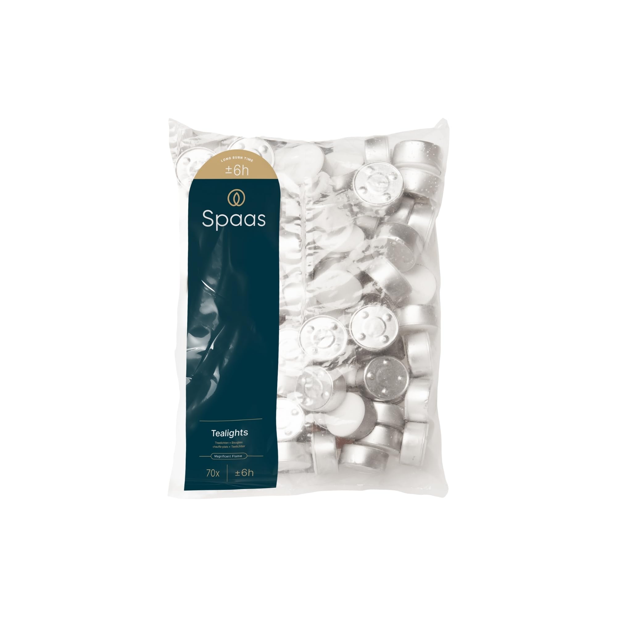 Spaas Premium Unscented Tealight Candles - 70 Pack | 6 Hour Burn Time | White Wax