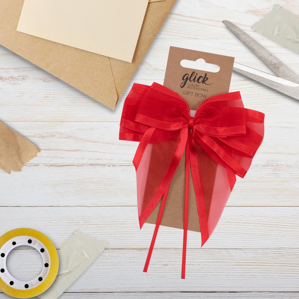 Glick Designer Satin Edge Ribbon Bow - Red Satin | 17.5 x 12 cm | Gift Wrapping 3