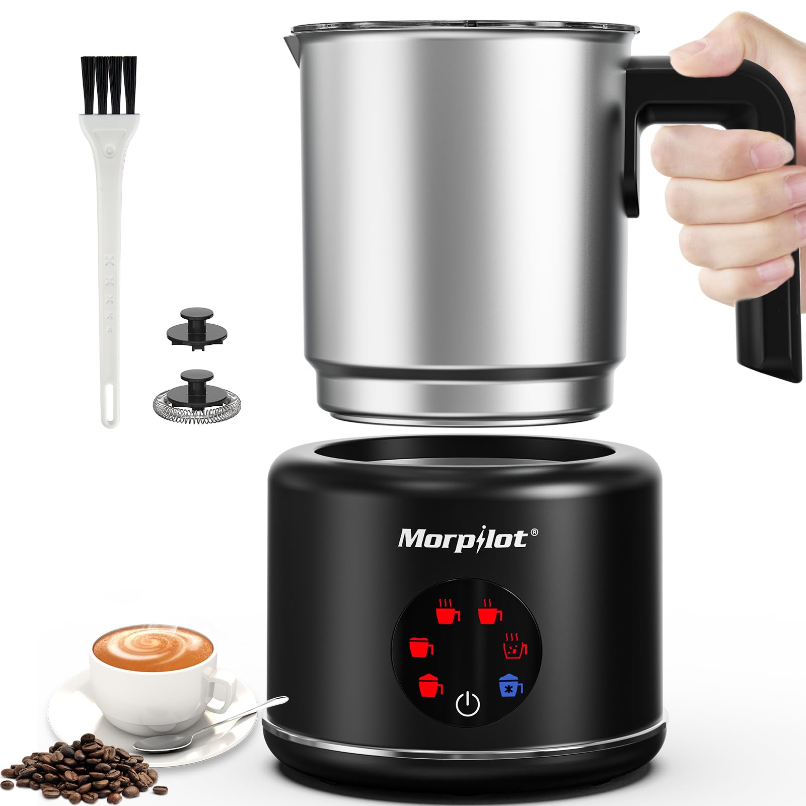 morpilot Automatic Milk Frother - 6-in-1 Functions, 500ML Capacity, Stainless Steel | Auto Shut-Off