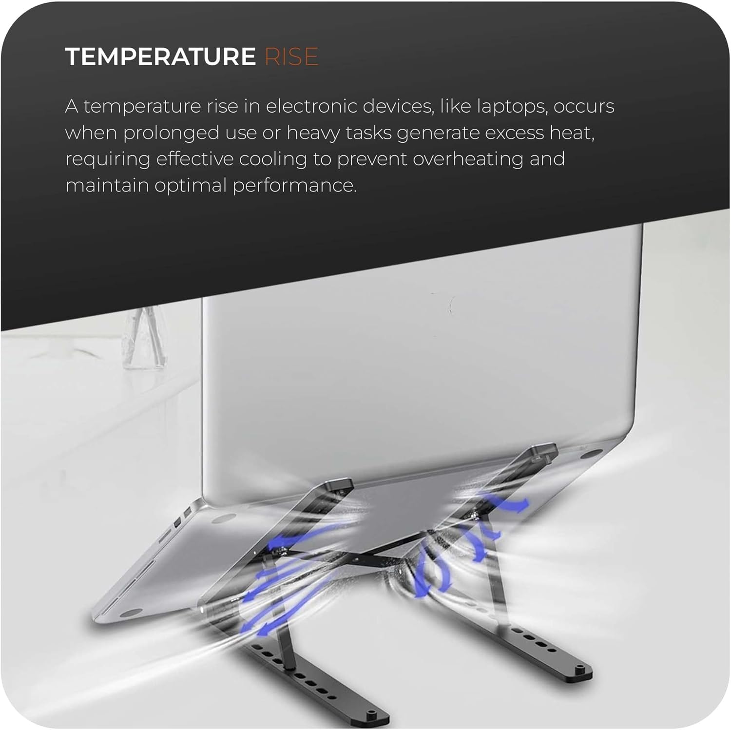 Roe Tenpo Adjustable Laptop Stand for Desk - 6-Angle Riser, Aluminum Alloy, Portable 3