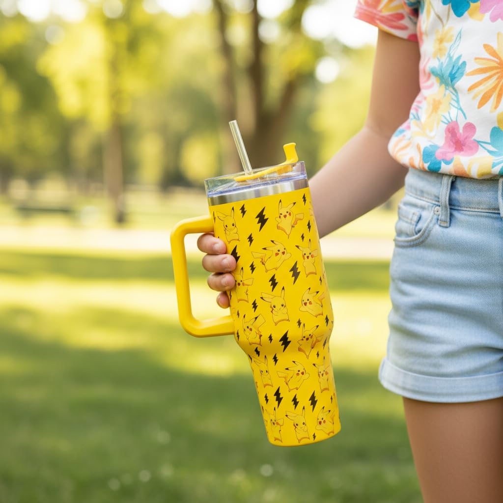HOX Pokémon Pikachu Insulated Stainless Steel Tumbler 1200ml with Handle & Straw 5