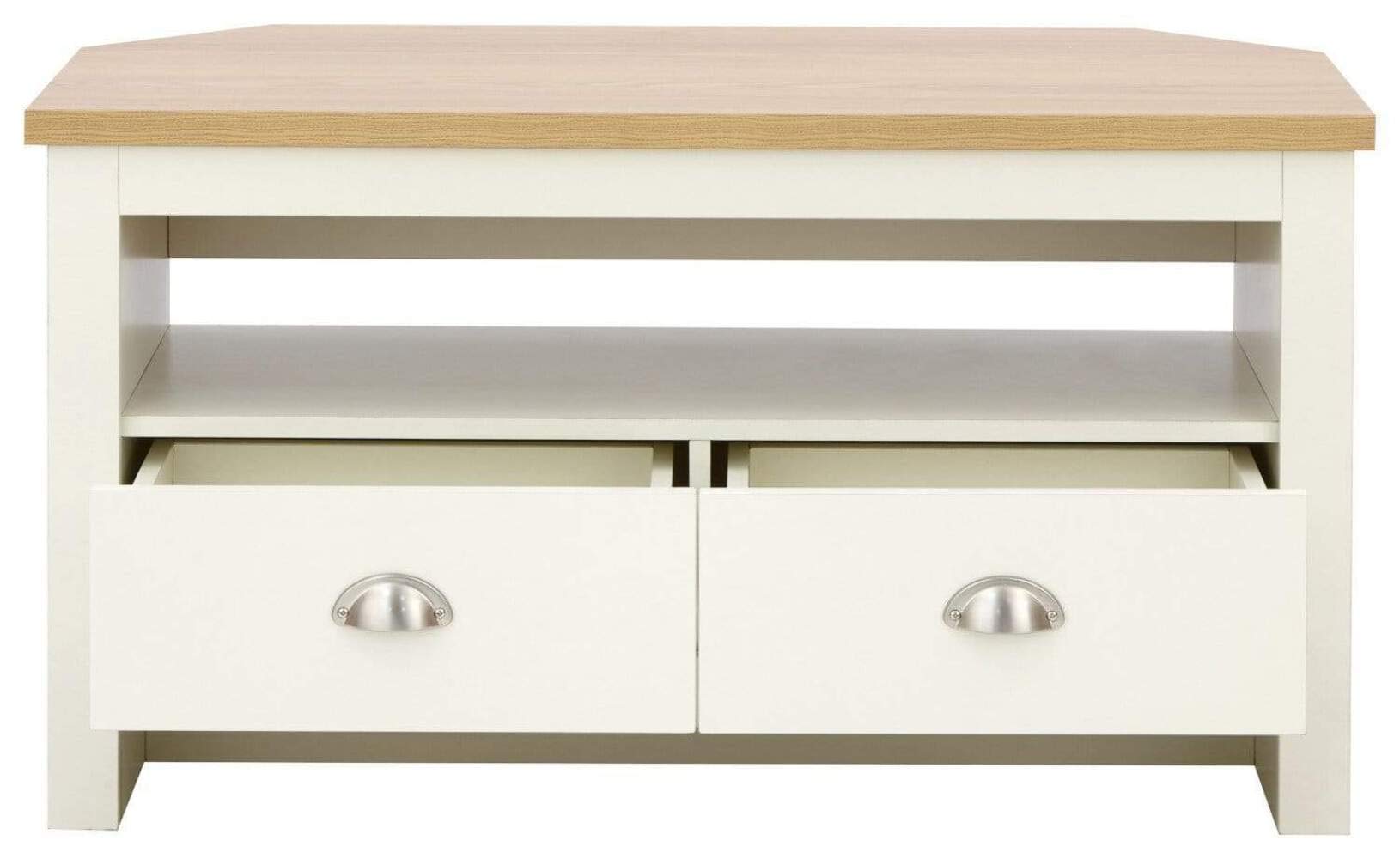 GFW Lancaster Wood Corner TV Cabinet with Shelf & Drawers | Cream Finish | H 51cm x W 95cm 5