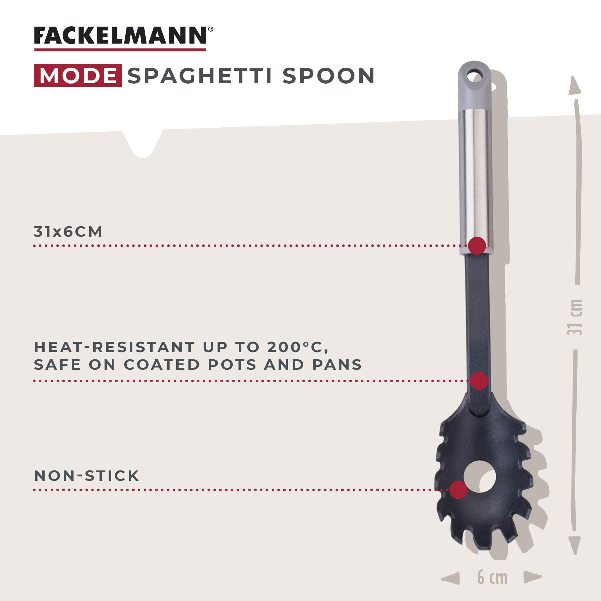Fackelmann MODE Spaghetti Fork - Non-Stick Plastic Server with Portion Measure | Heat Resistant to 200°C | 31cm 2