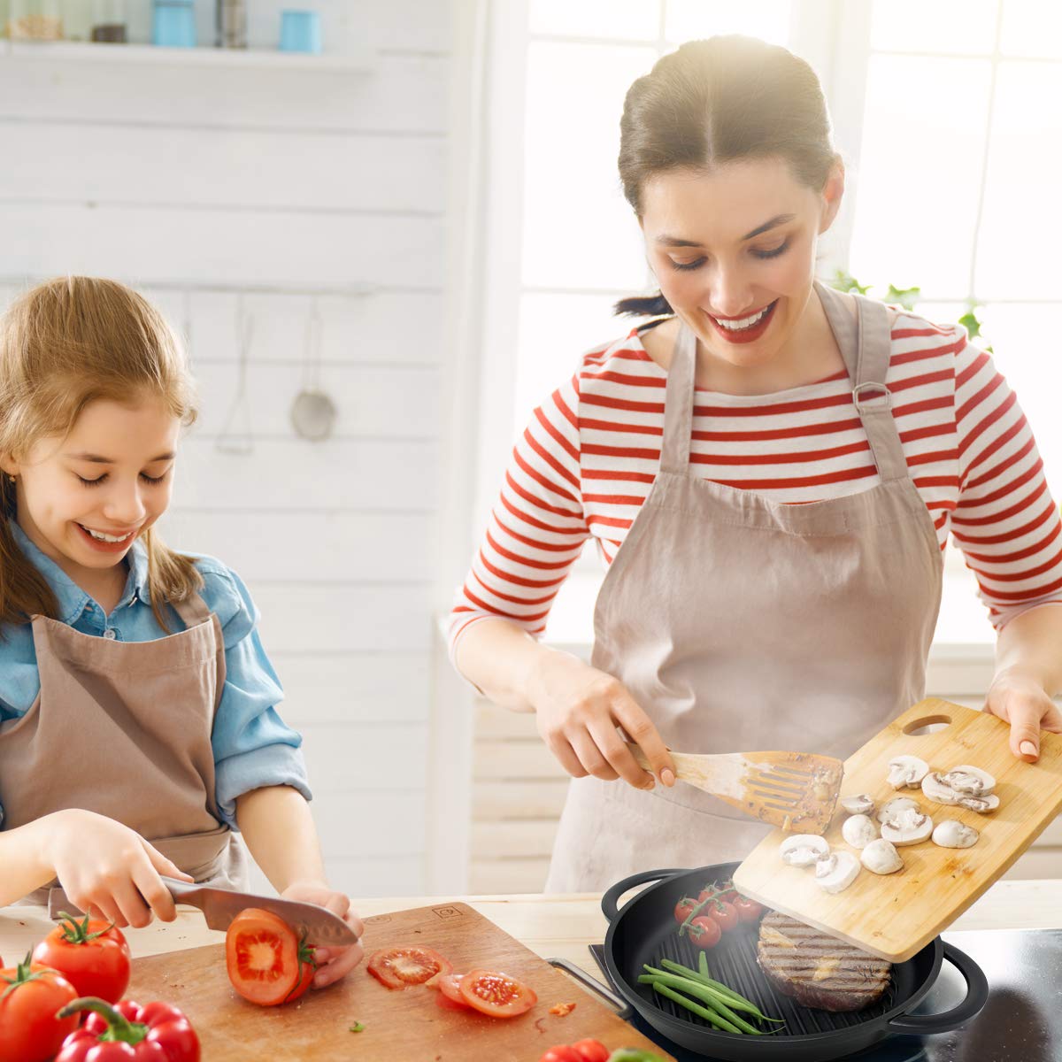 joeji's Kitchen Forever Pan - 27cm Non-Stick Cast Aluminium Griddle Pan with Lid 6