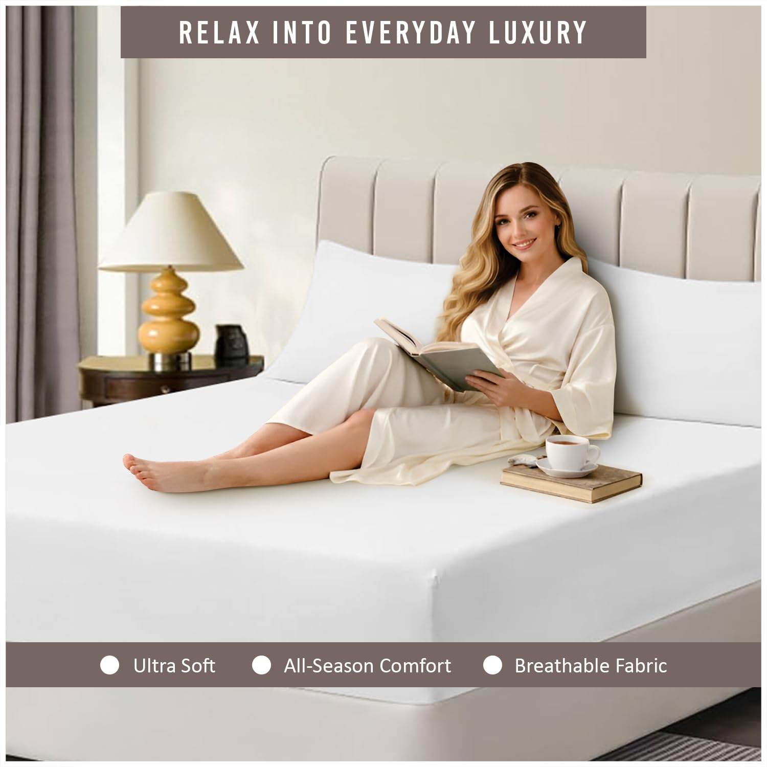 Super Dreamer Microfiber Fitted Sheet - Double Size, White, 100% Polyester | Deep Pocket 2