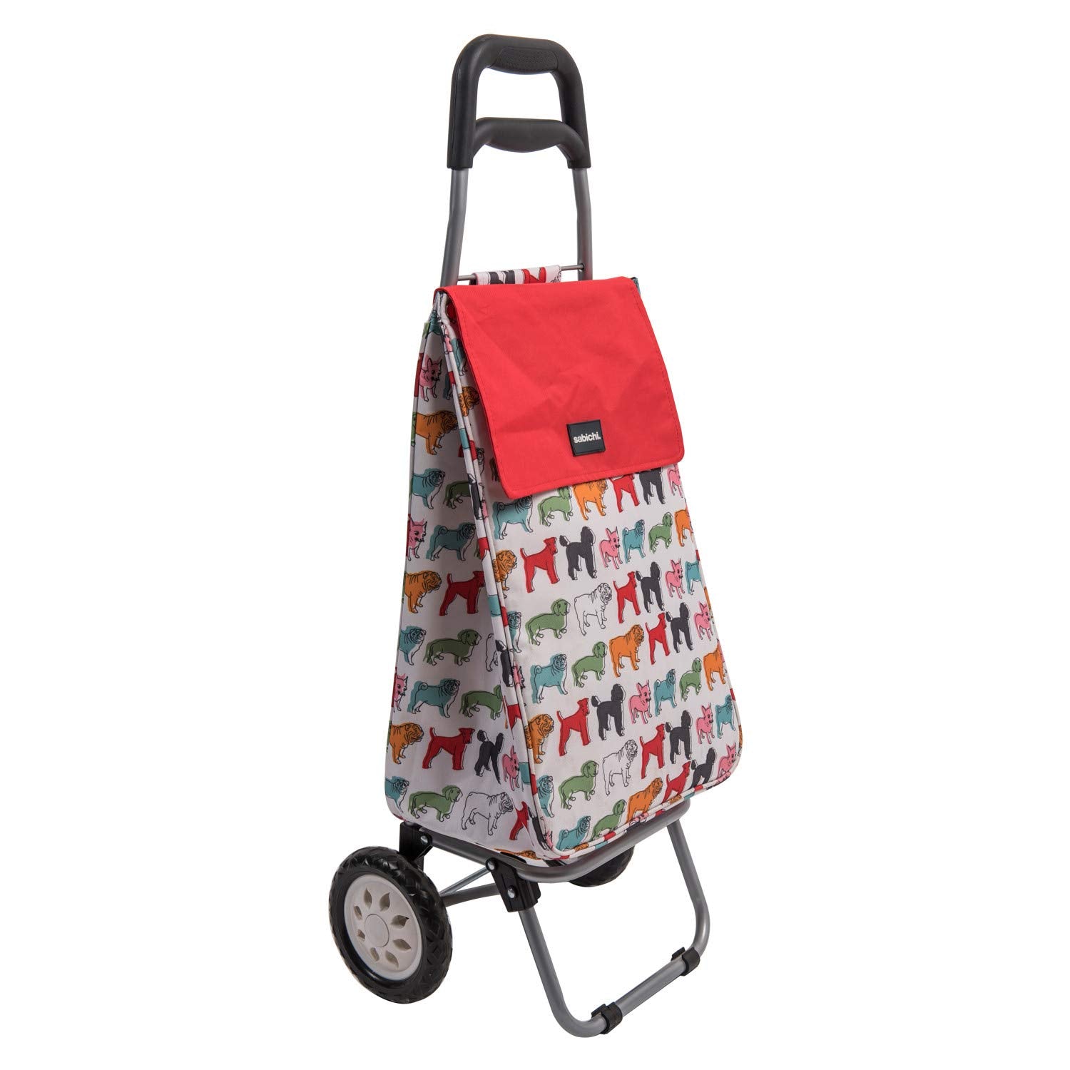 Sabichi Pug Multicoloured Shopping Trolley - 40L Capacity | 20kg Max Load | Insulated Liner 1