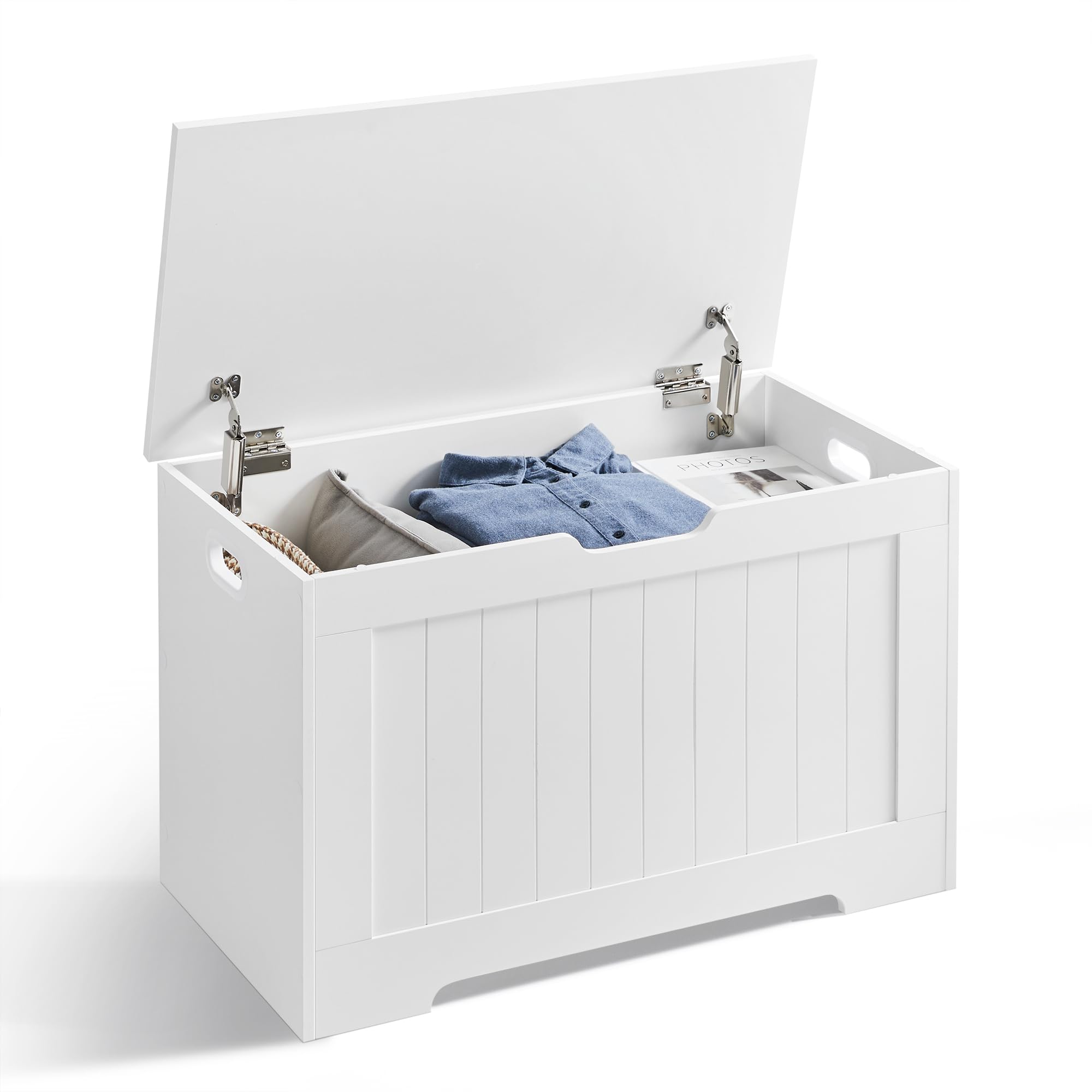 VASAGLE Storage Bench with Lid - Modern Style Shoe Storage | 76 x 48 x 40 cm | White