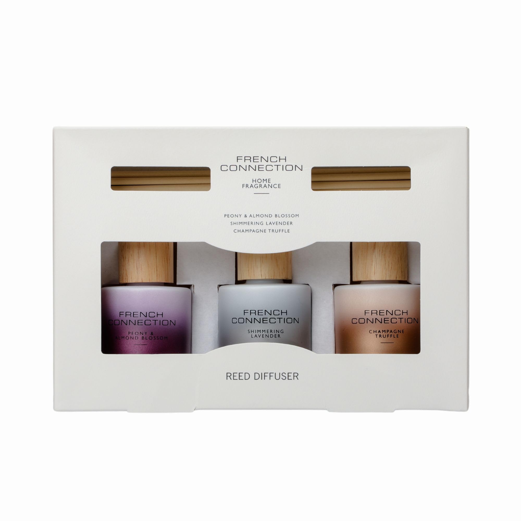 French Connection Scented Reed Diffuser Gift Set - 3 X 50ml | Lavender, Peony, Truffle Scents 2