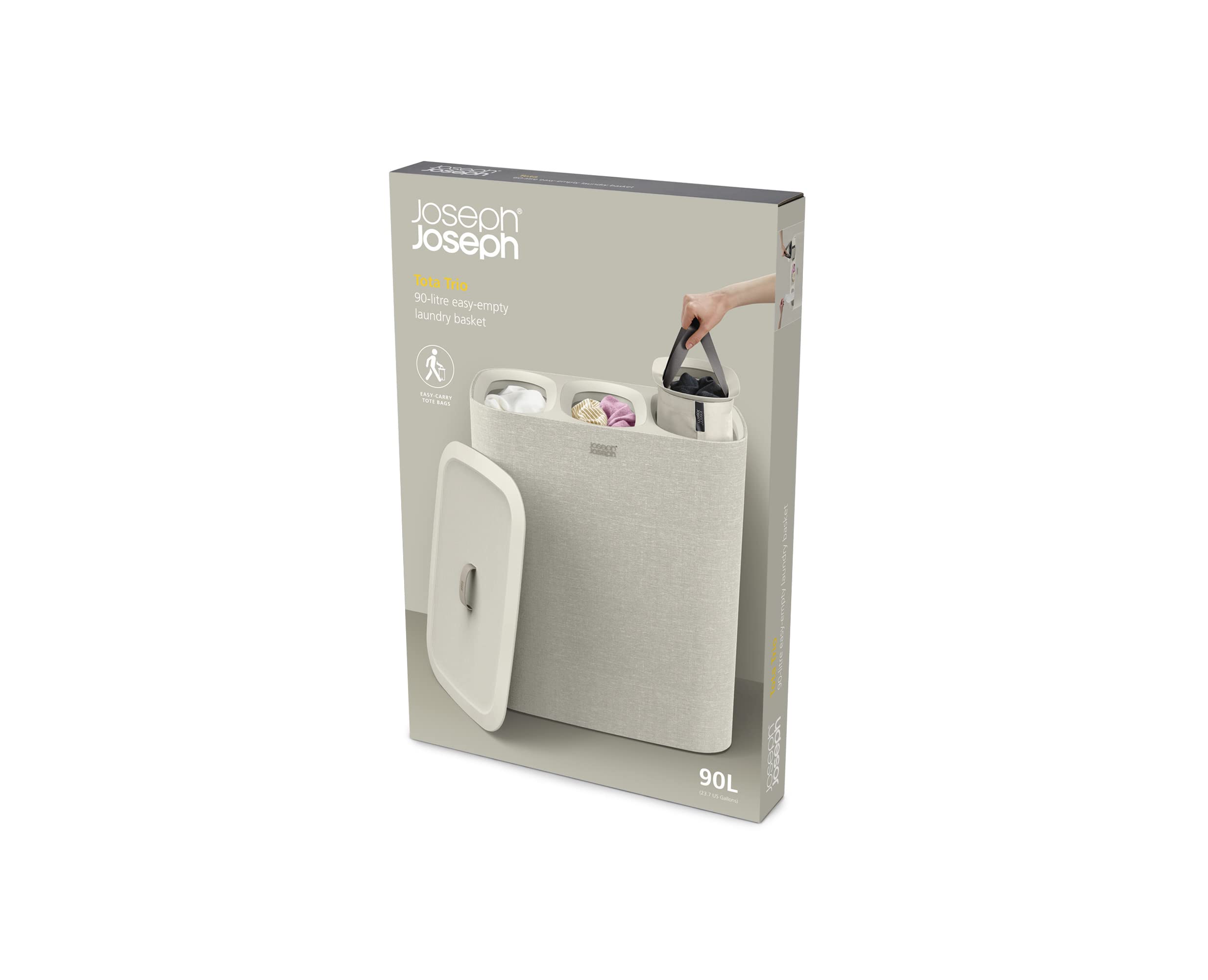 Joseph Joseph Tota Trio 90L Laundry Separation Basket with Lid and Removable Bags | Plastic 5