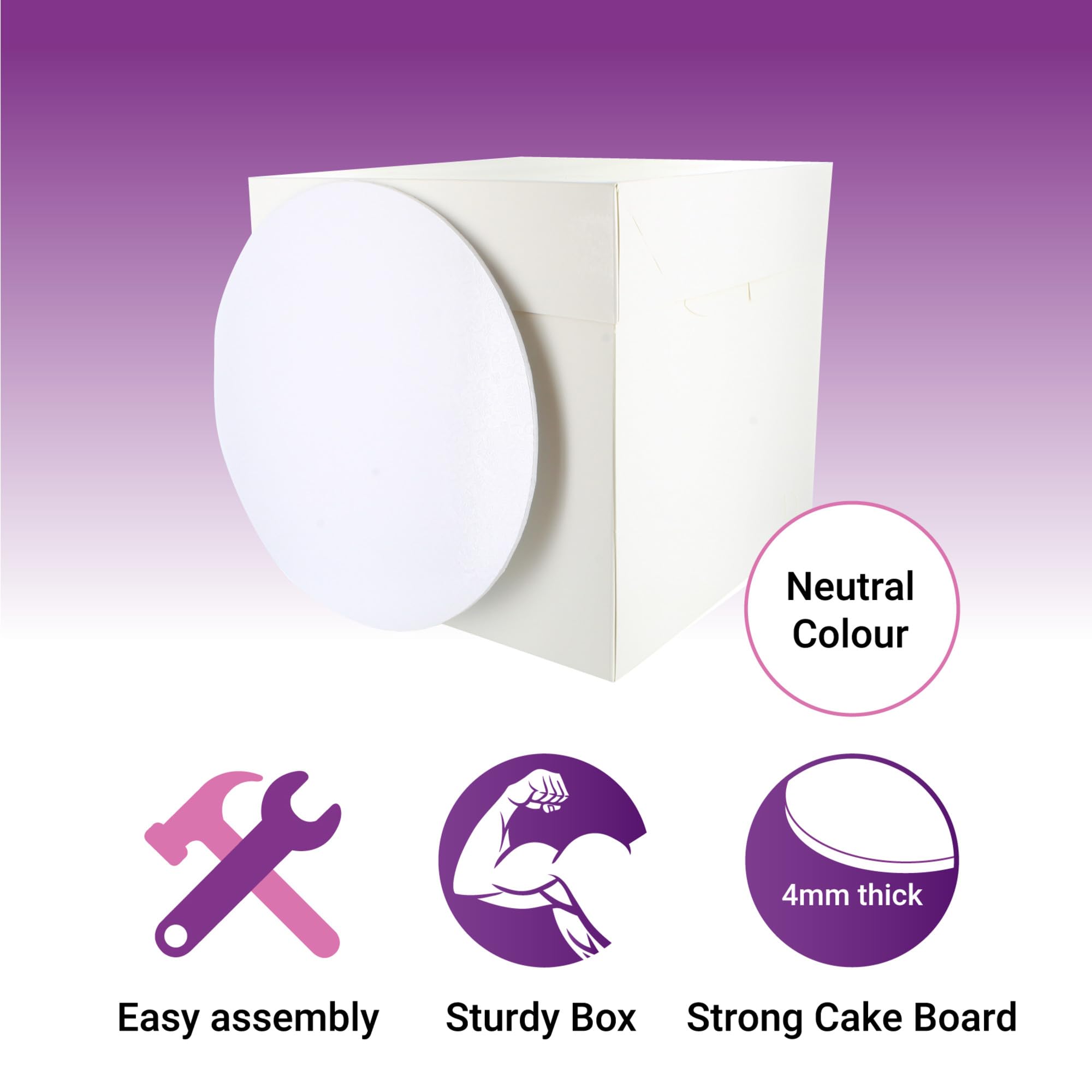 Culpitt Tall Cake Box & White Cake Board Set | 8x8x8 Inch Square Tall Box for Tiered Cakes 3