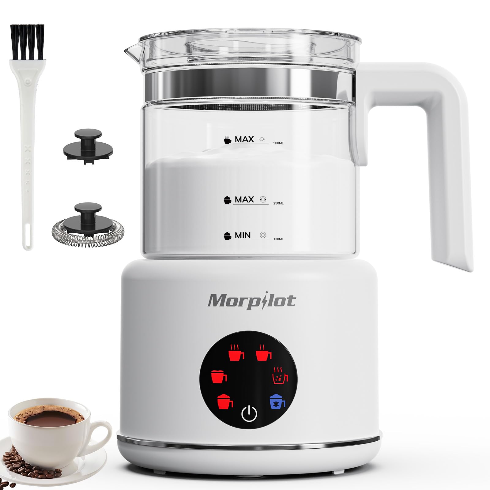 morpilot Automatic Milk Frother - 6-in-1 Functions | 500ML Capacity | Visual Glass