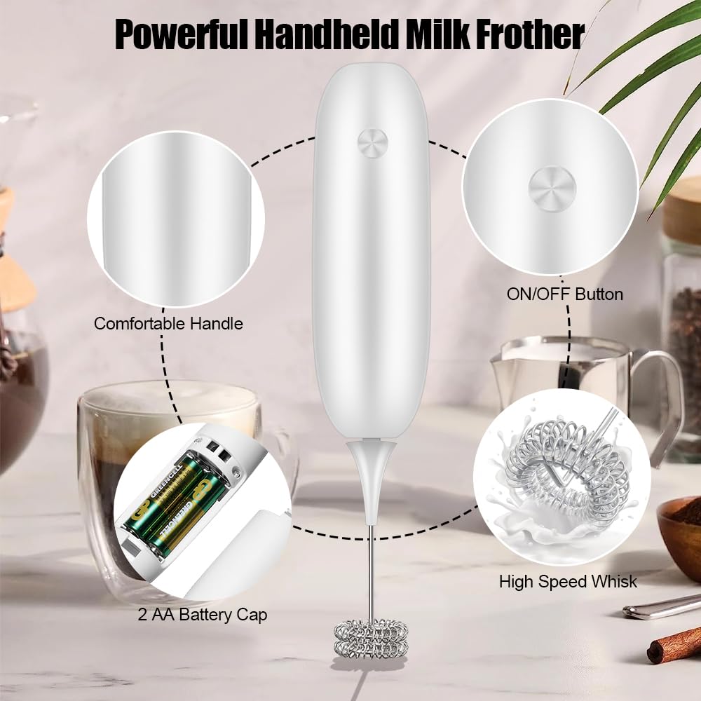 Woobroo Handheld Milk Frother - Battery Operated, Stainless Steel Whisk | Creates Froth in 15-20s 5