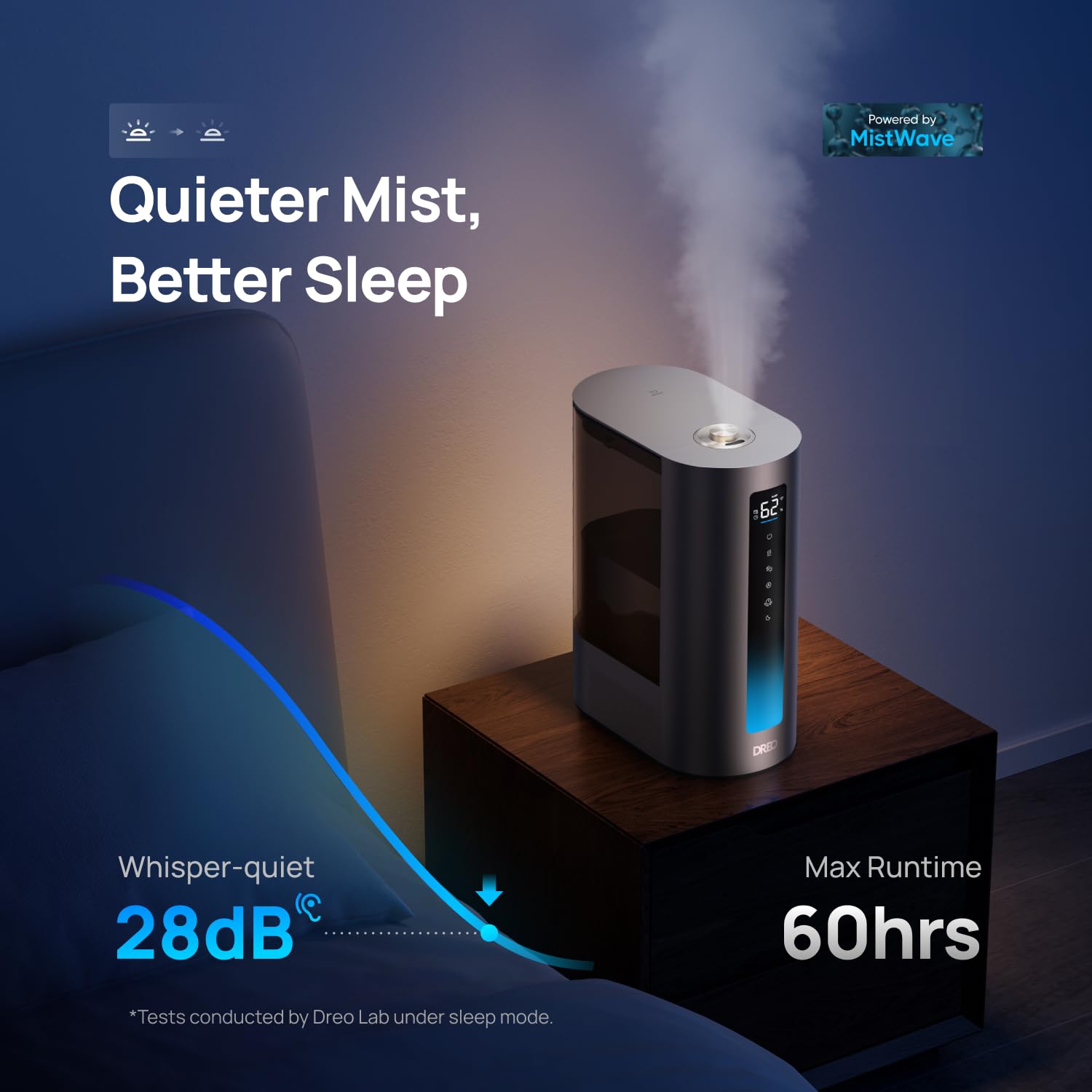 Dreo Smart Humidifier for Bedroom - 6L Warm & Cool Mist | 500mL/hr Output | App Control 6