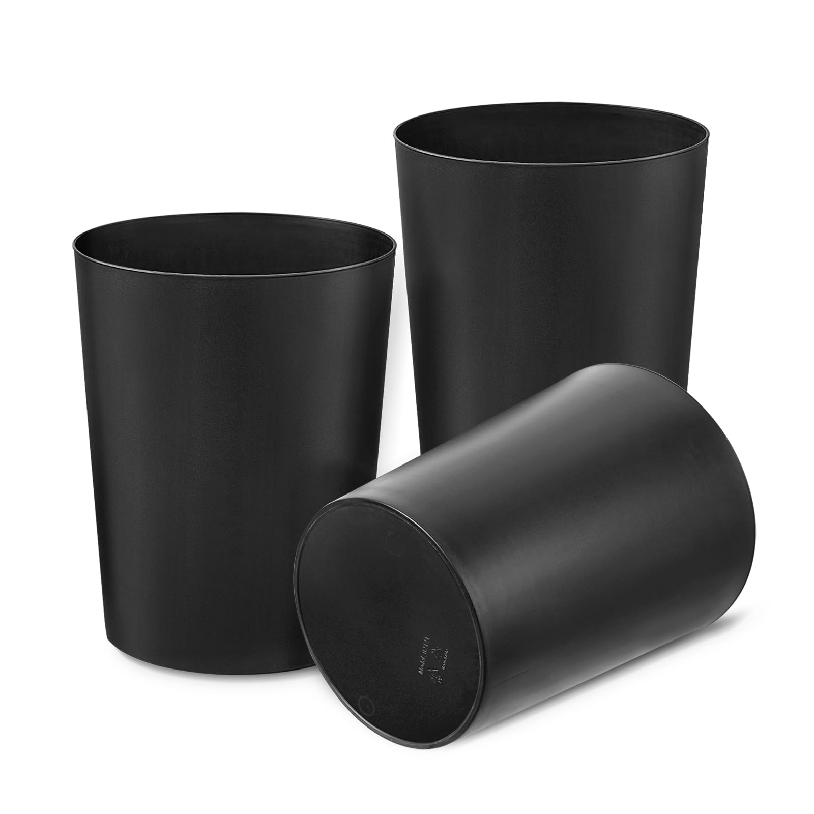 Cetomo 7.2L Plastic Waste Paper Bin - Compact, Frosted Finish, Black | 3 Pack 1