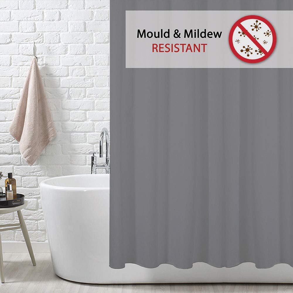 ANSIO Shower Curtain - Mould & Mildew Resistant Polyester | Charcoal Grey | 180 x 180 cm 3