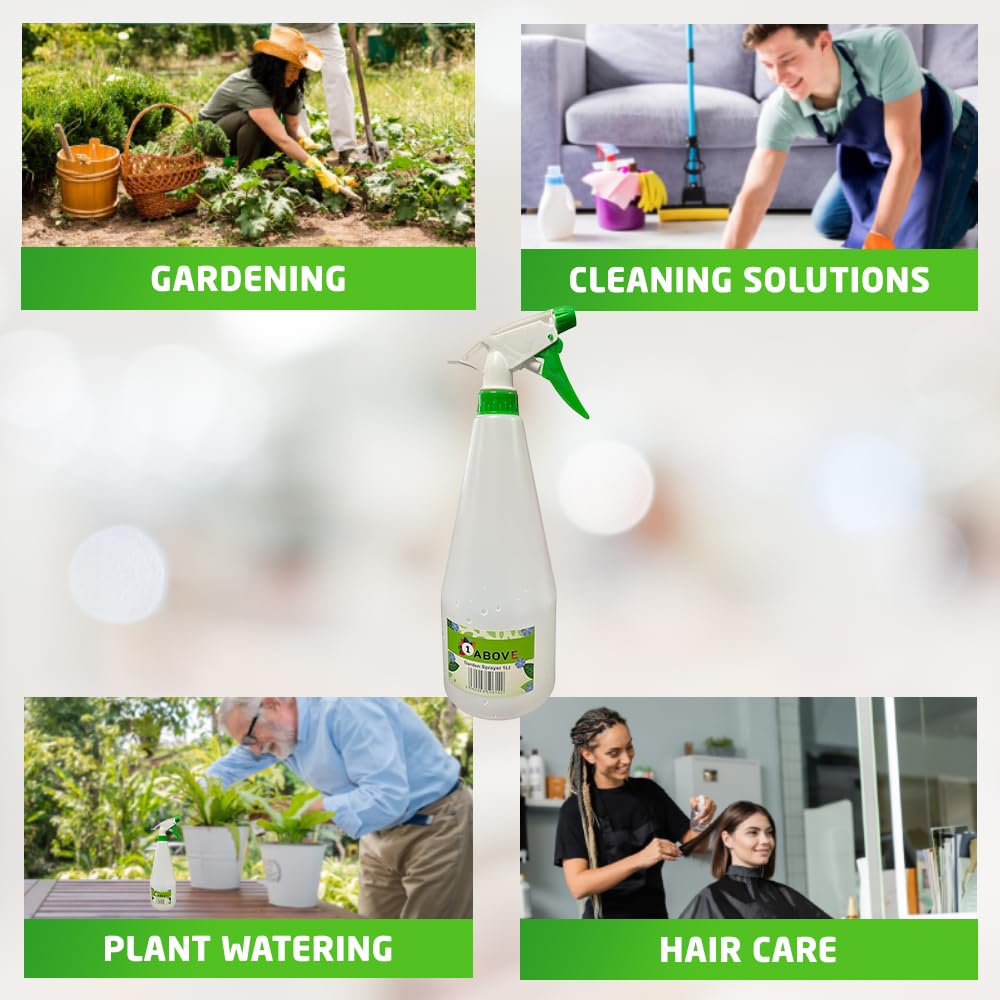 1ABOVE 1 Litre Plastic Spray Bottle - Adjustable Mist to Stream | Leak-Proof 7