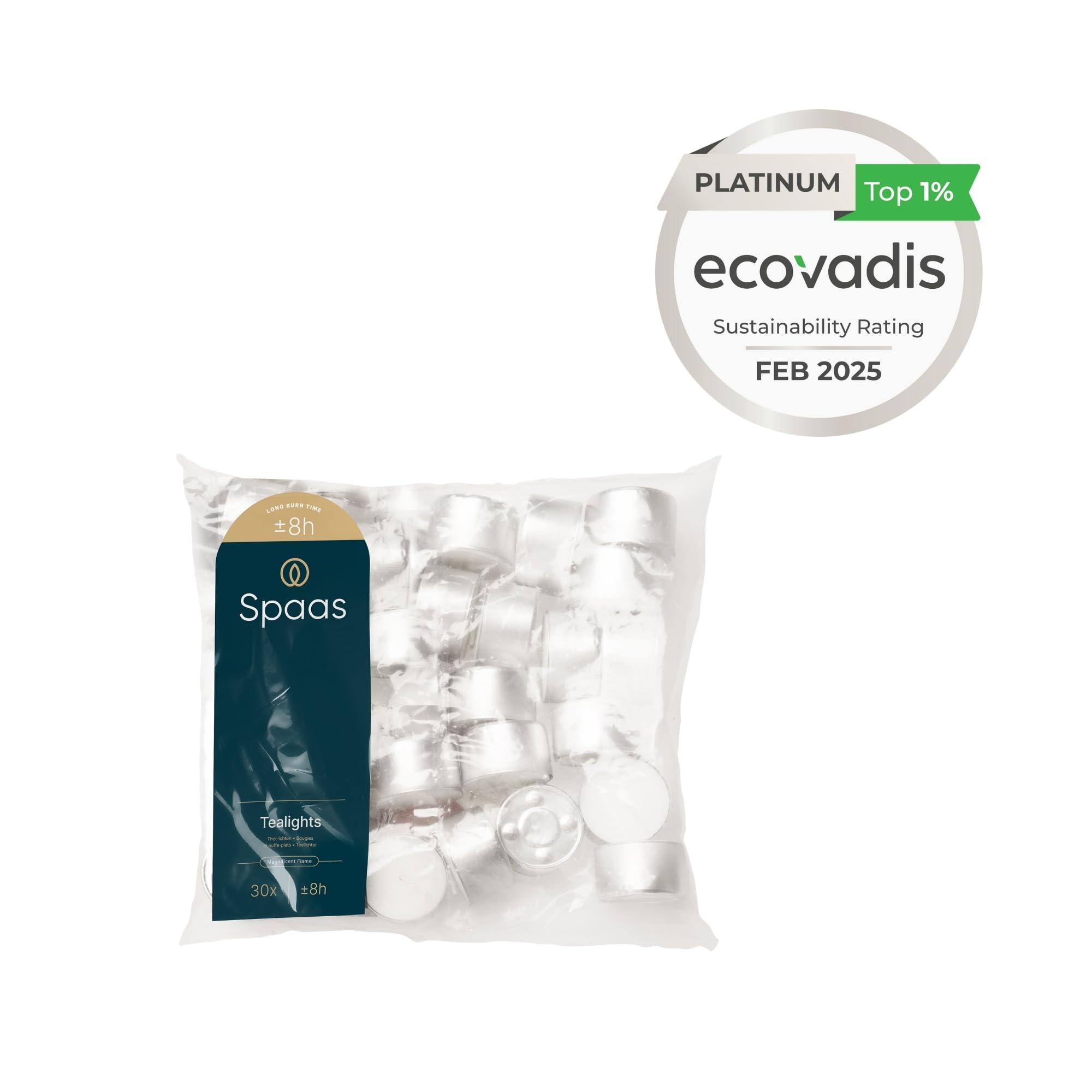 Spaas Tealights Bag x30 - Unscented, 8 Hour Burn Time, White Paraffin Wax 4