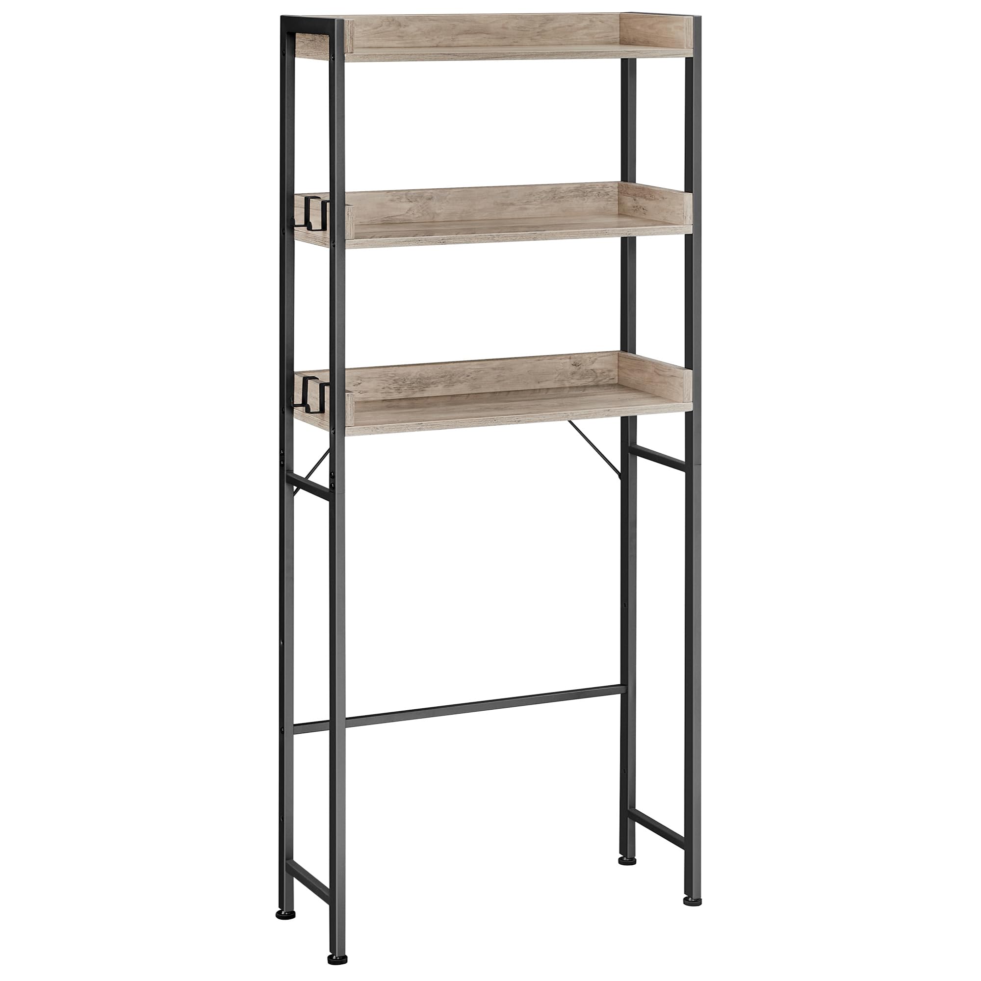 VASAGLE 3-Tier Over The Toilet Storage Rack - Space Saving, Industrial Style, Greige & Black | BTS002B02
